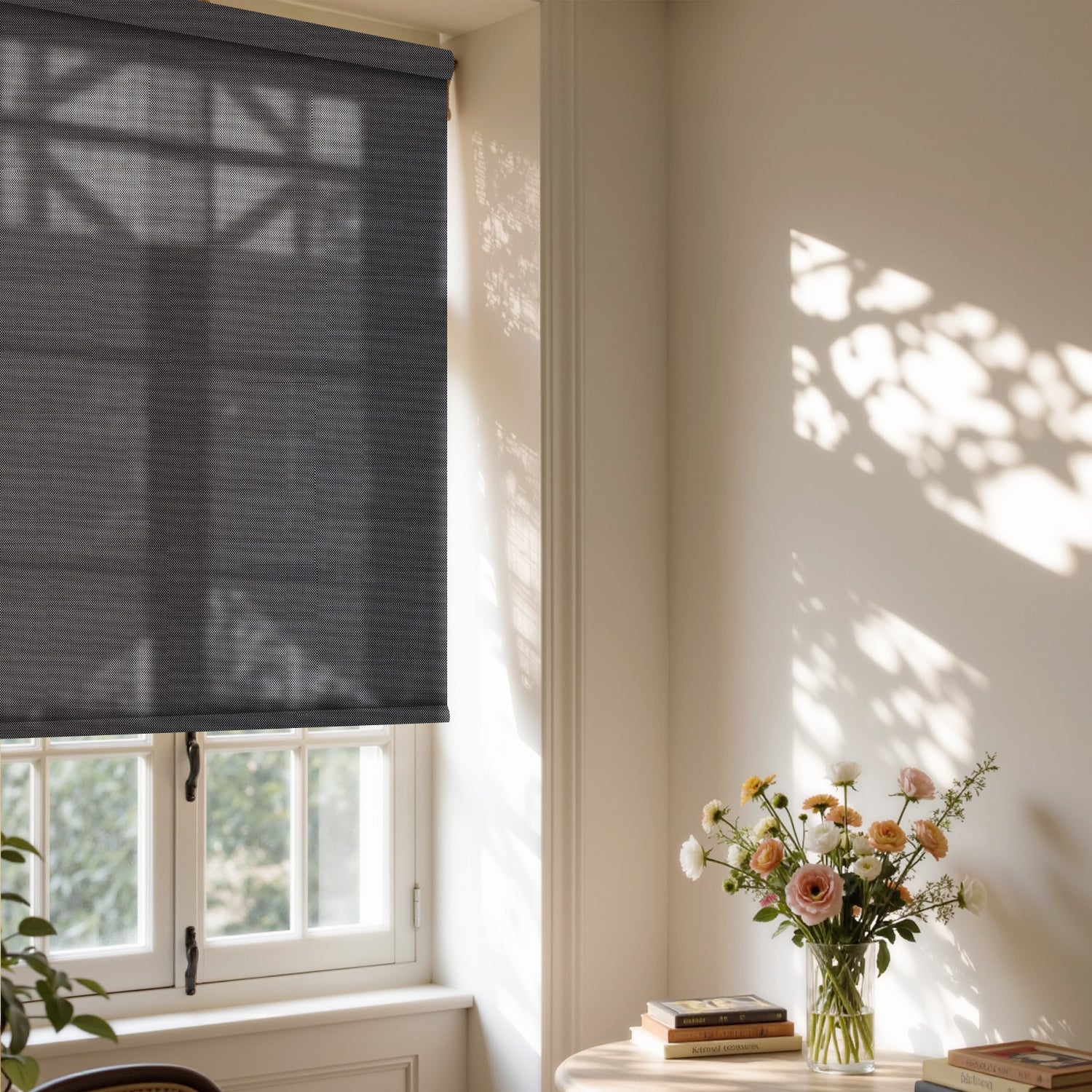 AOSKY Seagrass Screen View Light Filtering Roller Shades | Dot Pattern Collection