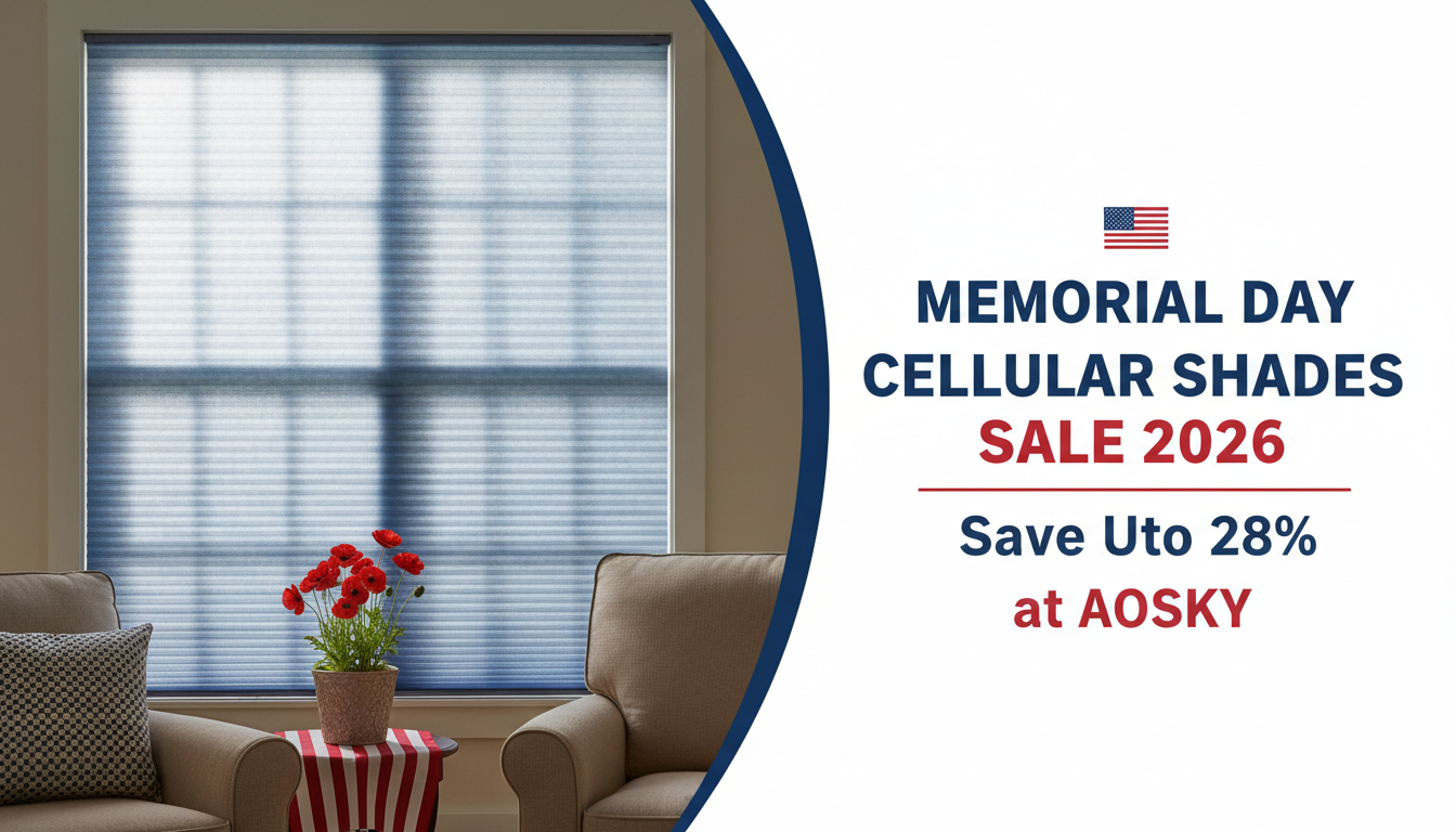 Memorial Day Cellular Shades Sale 2026 — Save Up to 28% at AOSKY