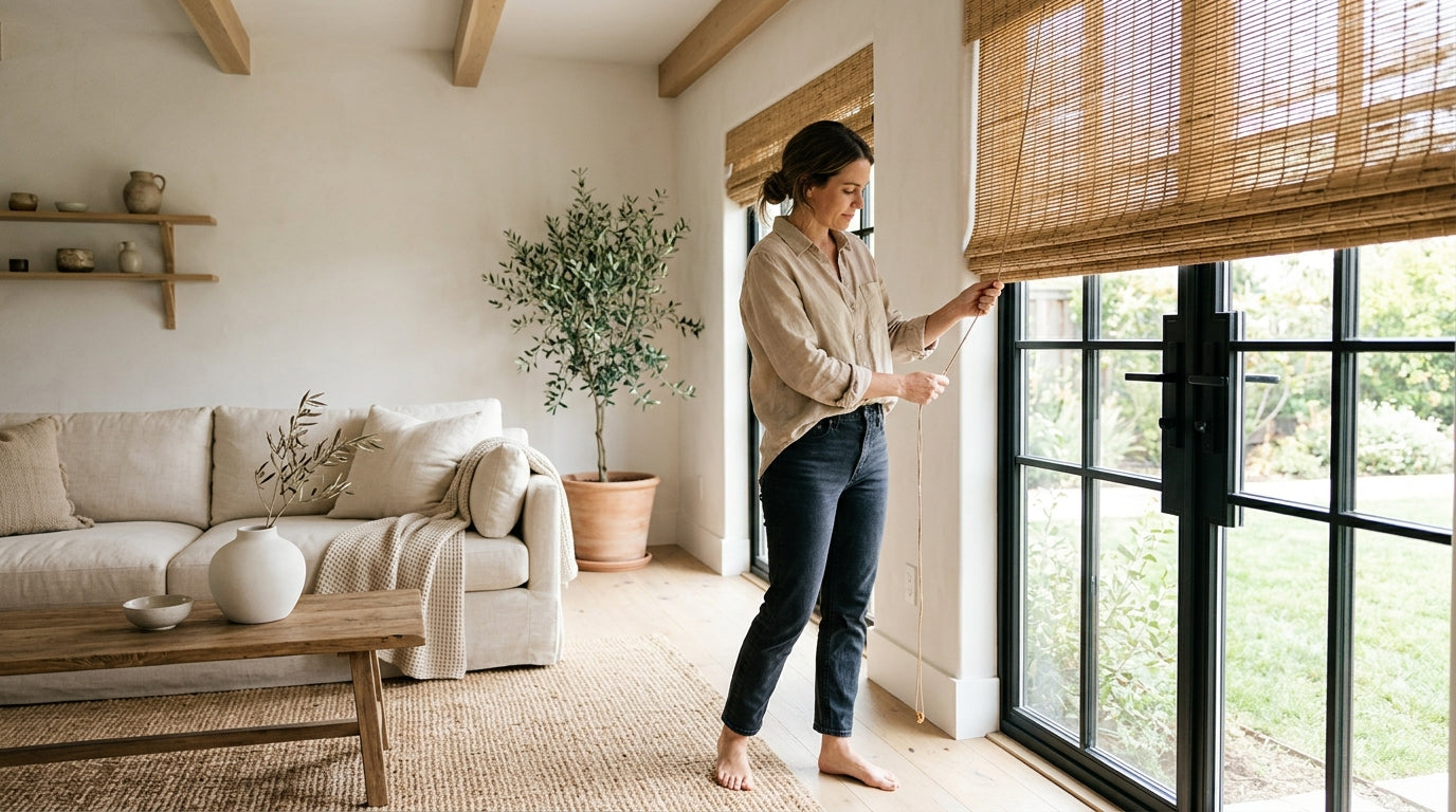 japandi window treatments — Japandi Modern Farmhouse Window Treatments Natural Texture