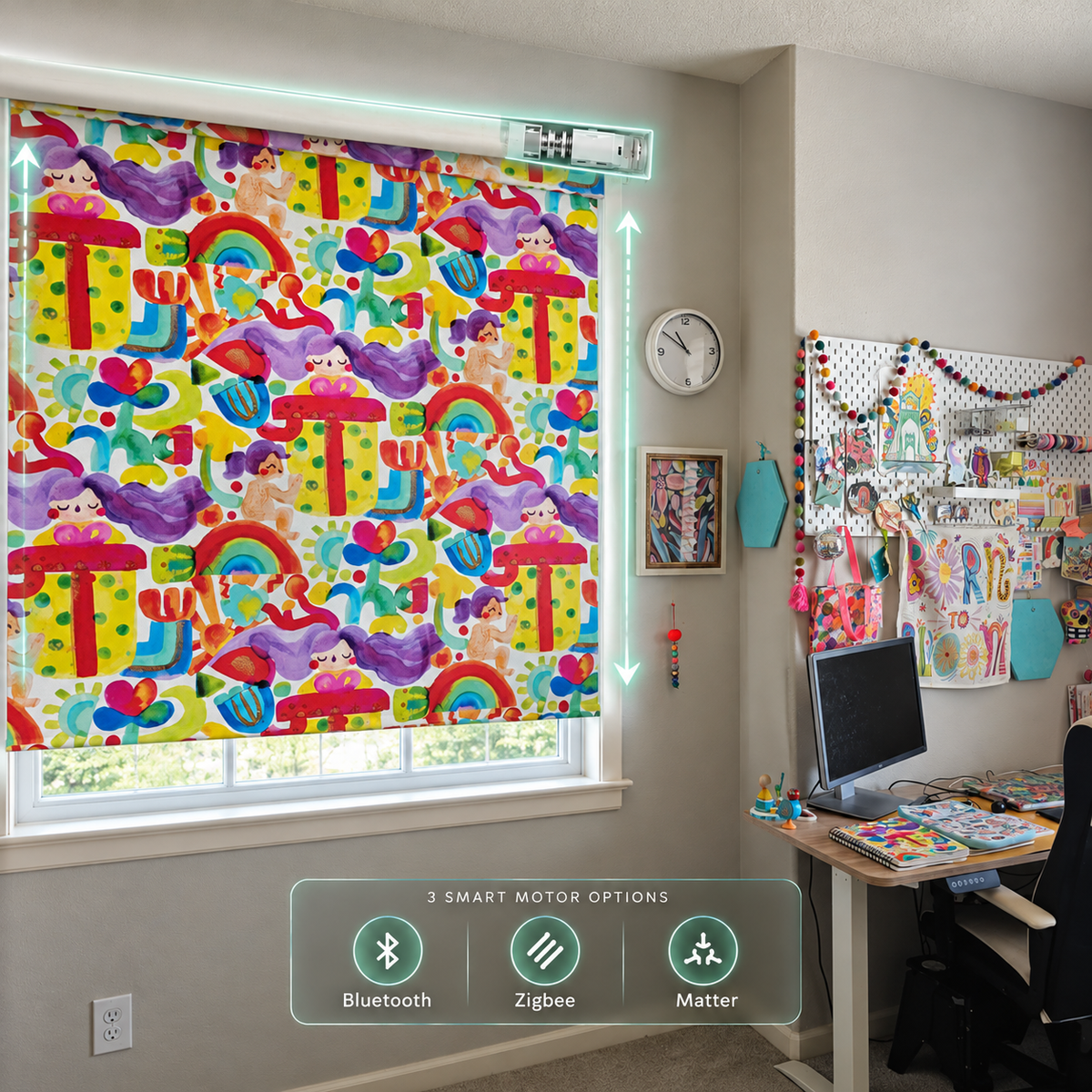 Motorized Abhinaya Designer Printed Roller Blinds