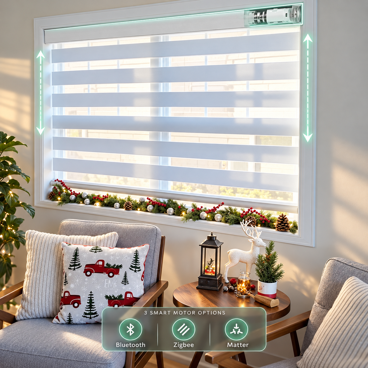Motorized Dual Layer Zebra Shades