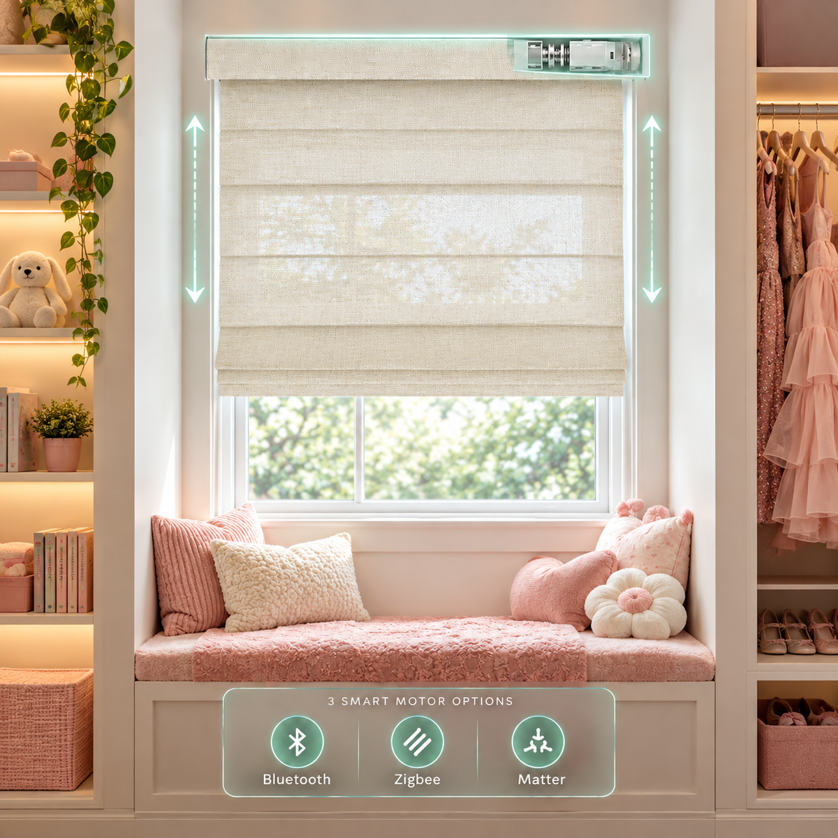 Motorized Rome Elegant Roman Shades