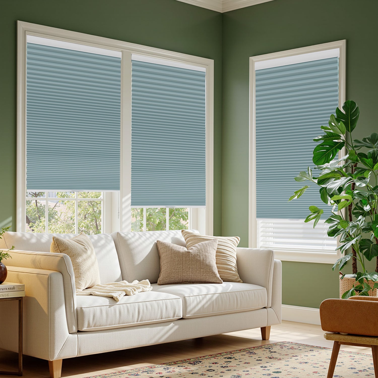 Blue Tones Light Filtering Honeycomb Blinds