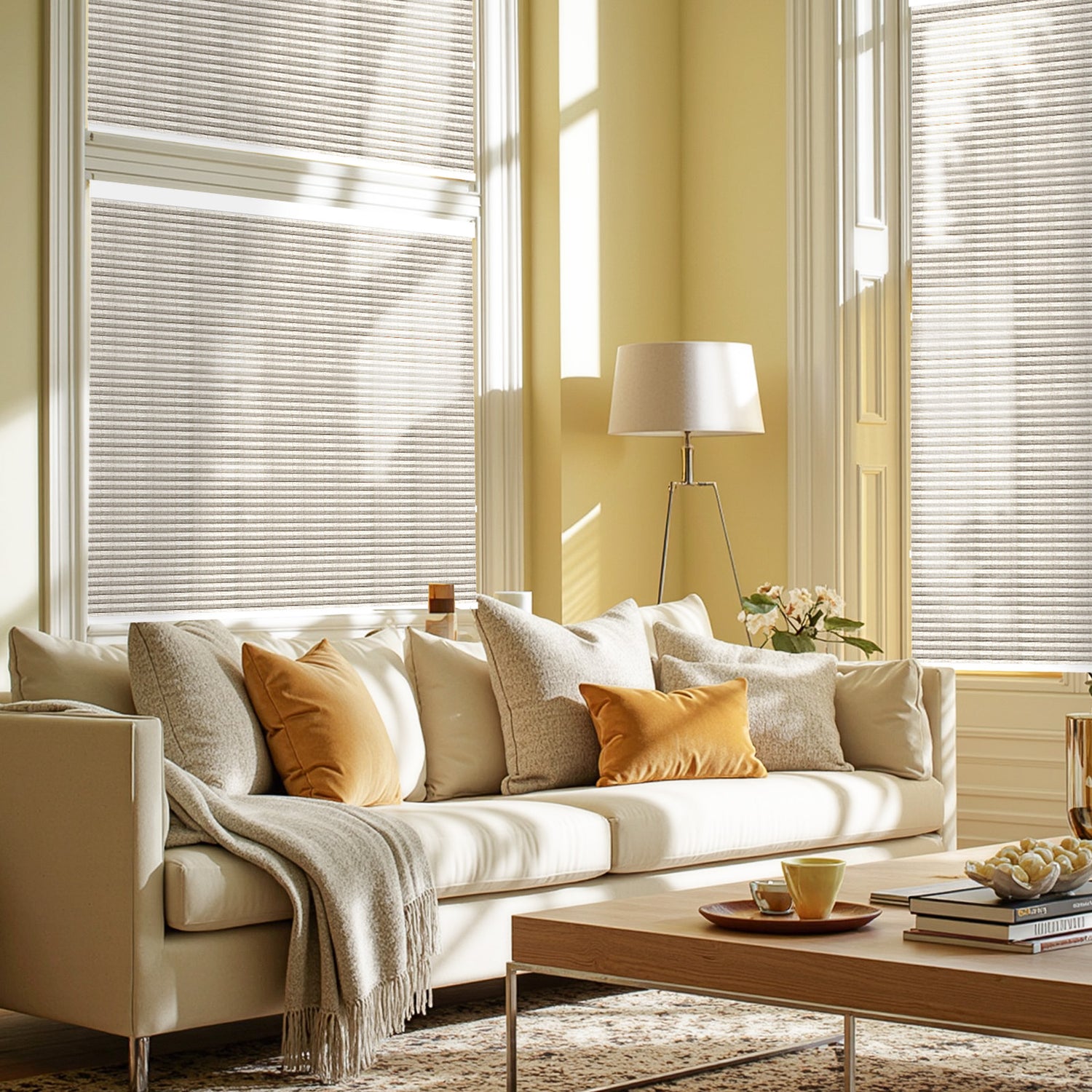 AOSKY Premium Light Filtering Cellular Blinds - Honeycomb Shades in Linen Collection