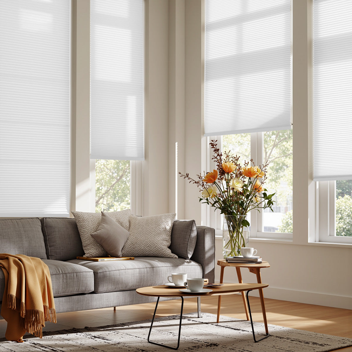 AOSKY Light Filtering Honeycomb Window Blinds - Cellular Shades in Neutral Colors