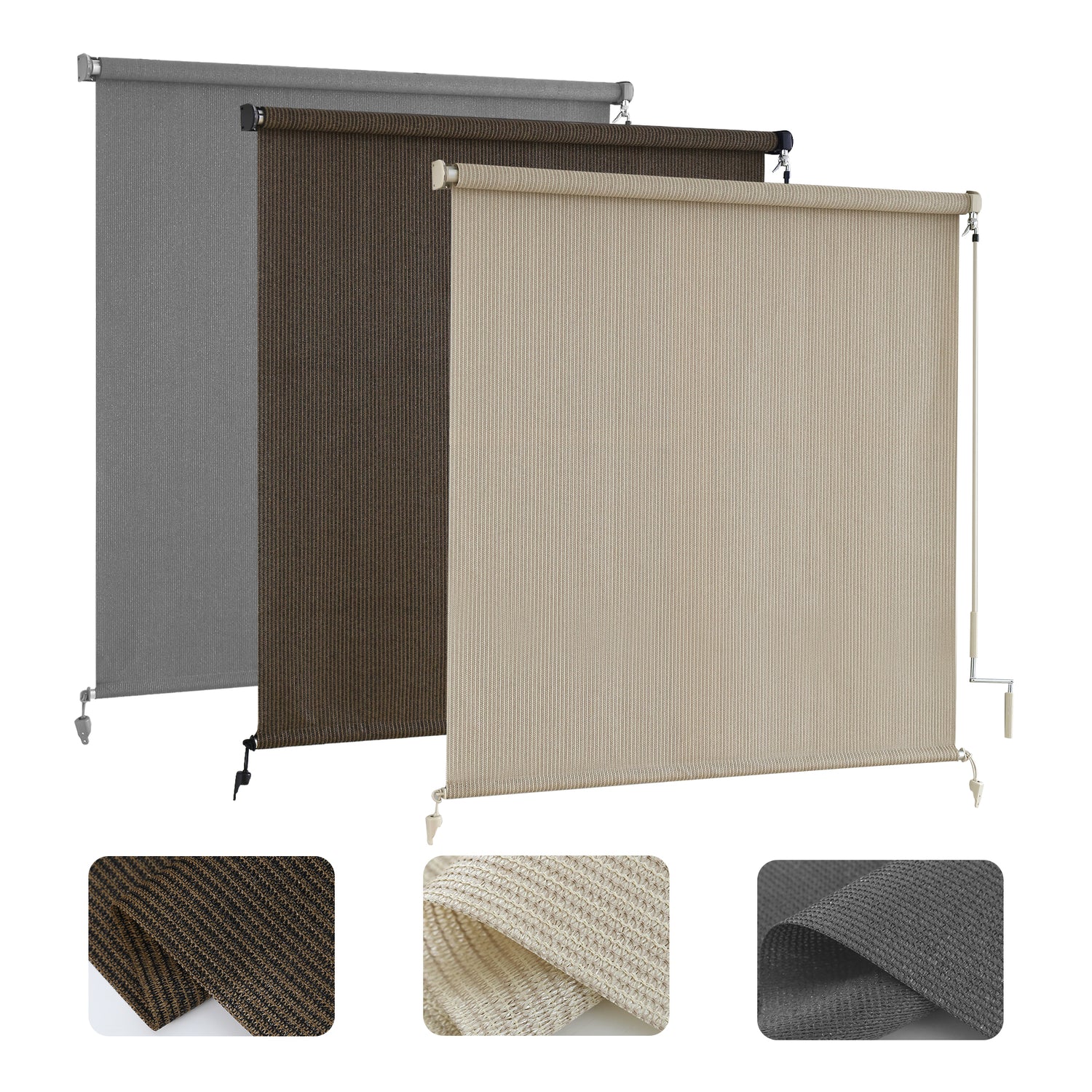 Ready Made Cordless Outdoor UV Block Sunshades for Patio Roller Shades