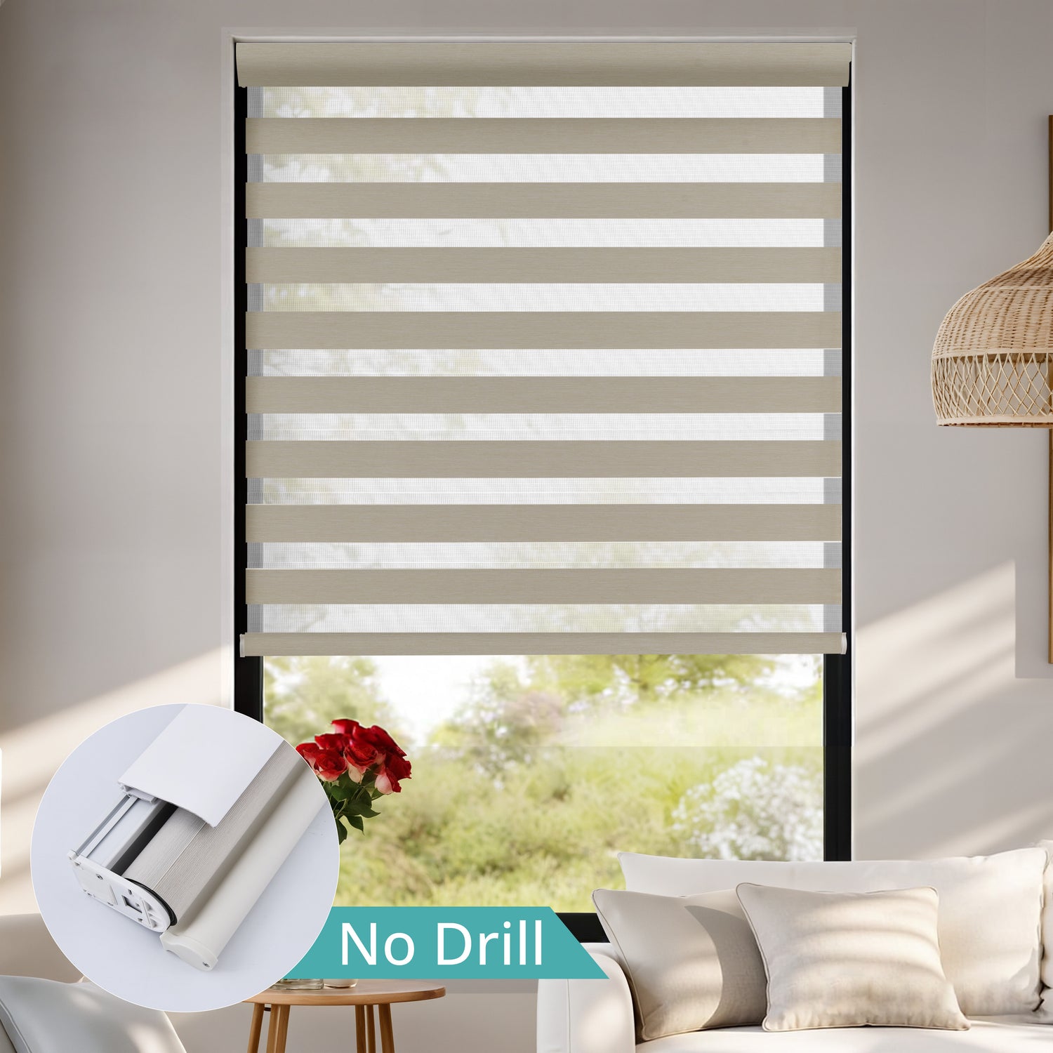 No Drill No Tools Zebra Shades