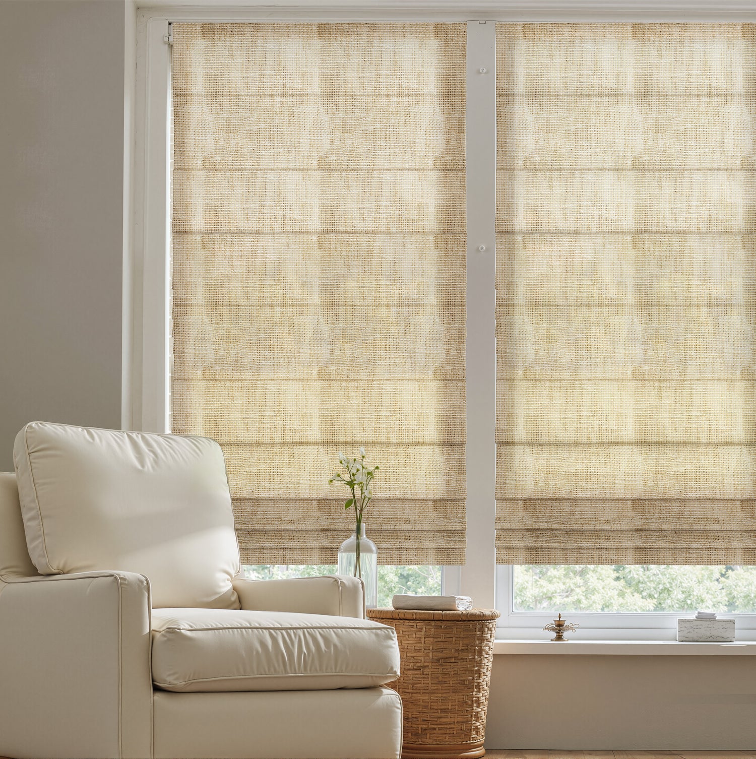 AOSKY Desert Weave Light Filtering Roman Shade