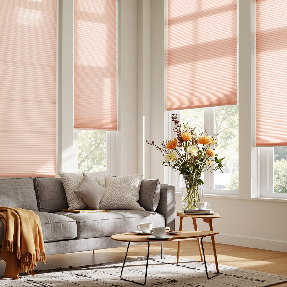 AOSKY Custom Light Filtering Honeycomb Blinds - Cellular Window Shades in Warm Tones