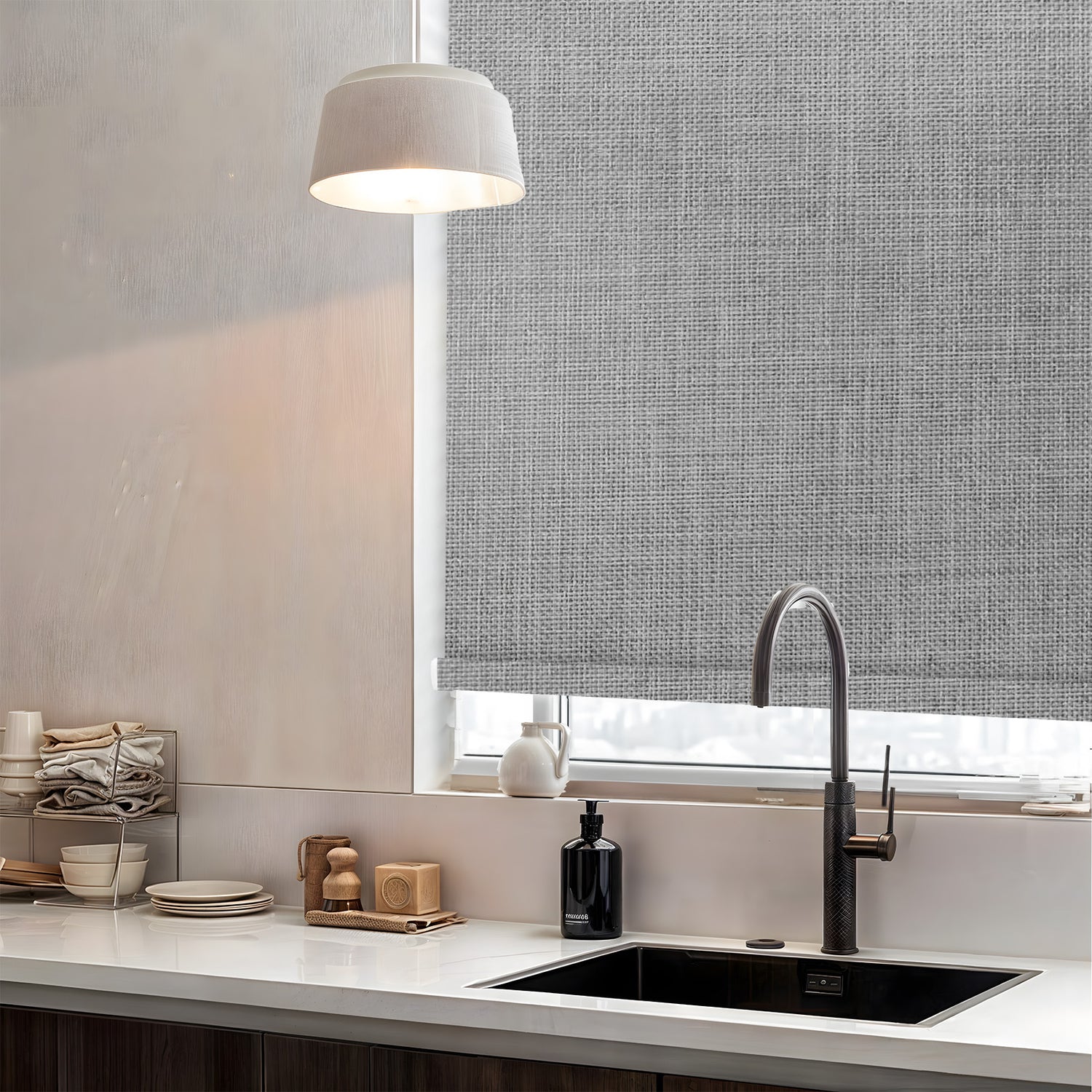 AOSKY Violet Blackout Roller Blinds | Custom Window Shades in Black, White, Ivory & Grey