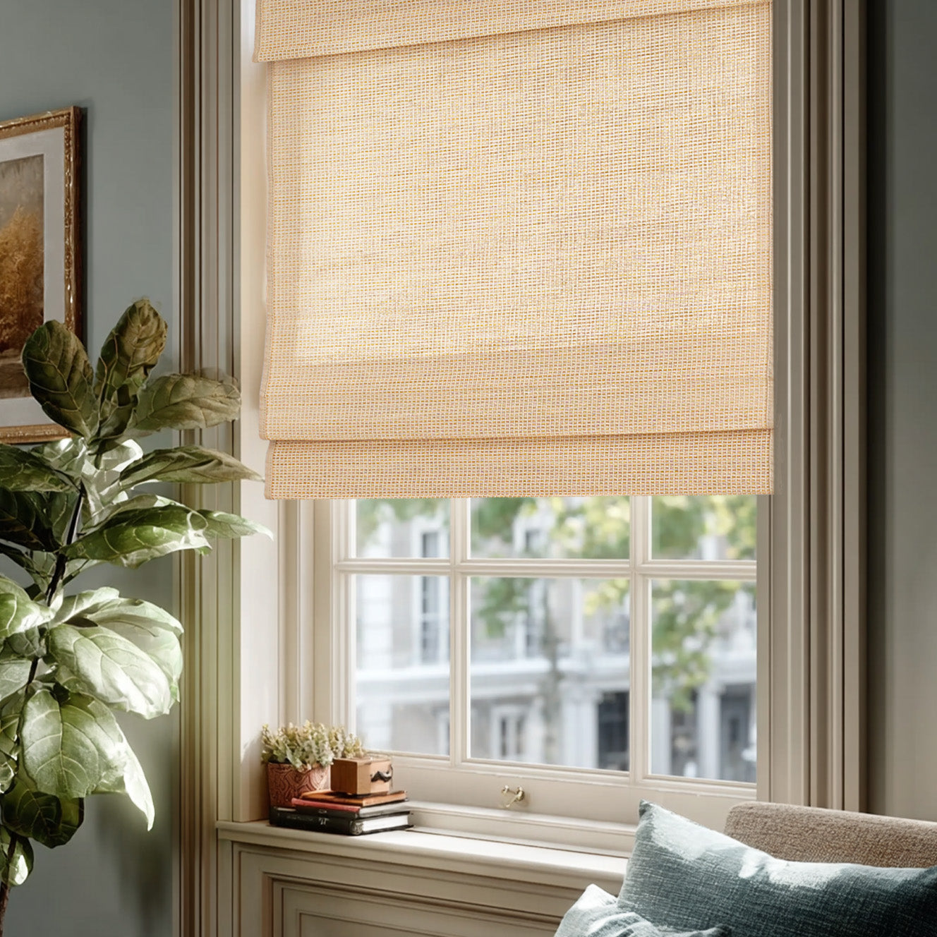 AOSKY Woven Wood Shades - Natural Bamboo Window Blinds | Eco-Friendly Light Filtering