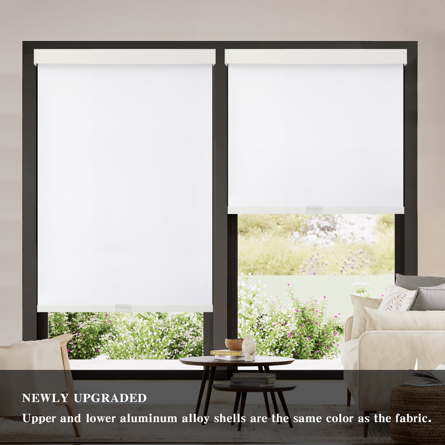 AOSKY 100% Blackout Cordless Roller Shades | Thermal Insulated Fabric | UV Protection for Home and Office