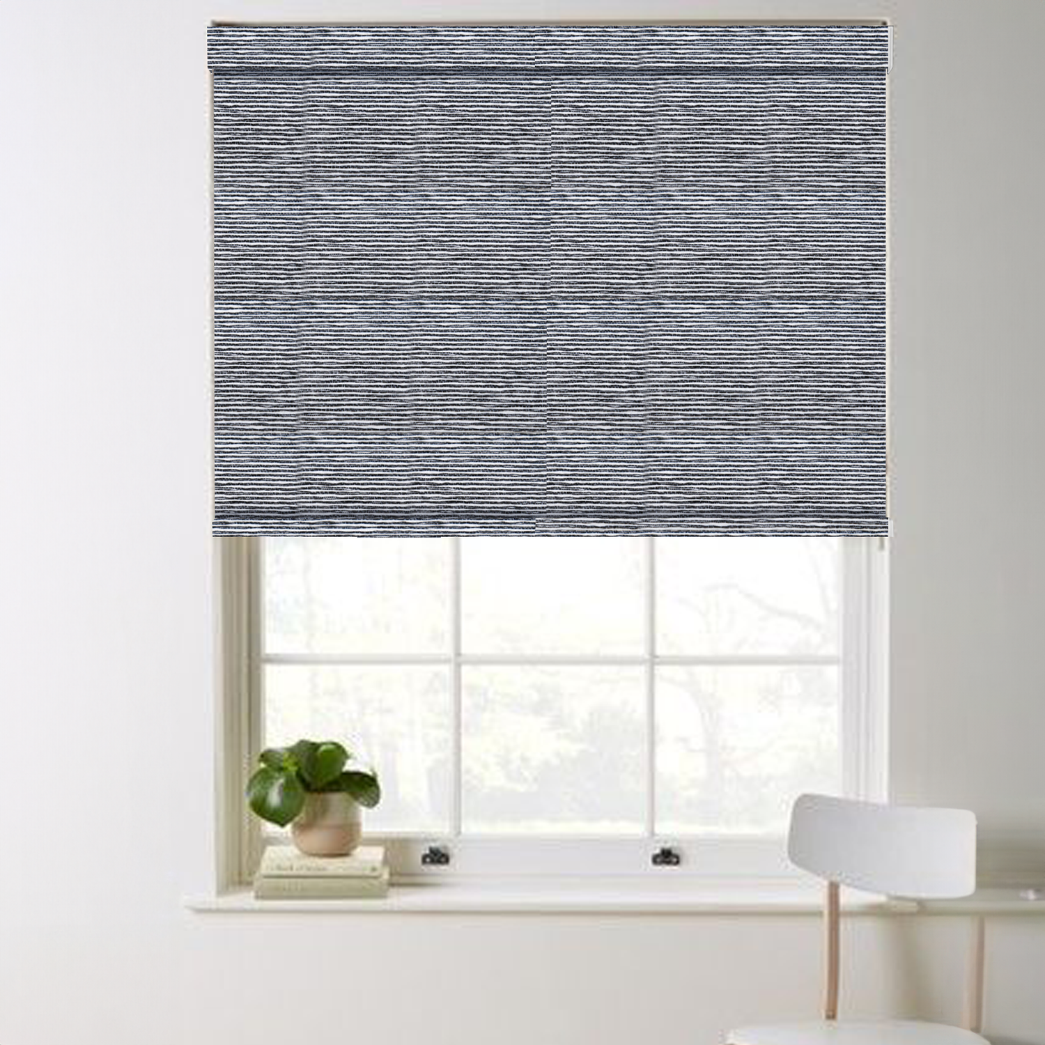 AOSKY Stone Collection Blackout Blinds | Striped Pattern in Black, Beige & White
