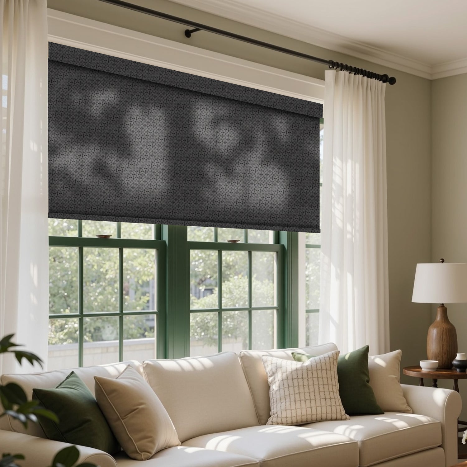 AOSKY Bamboo Screen View Light Filtering Roller Shades | Diamond Geometric Collection