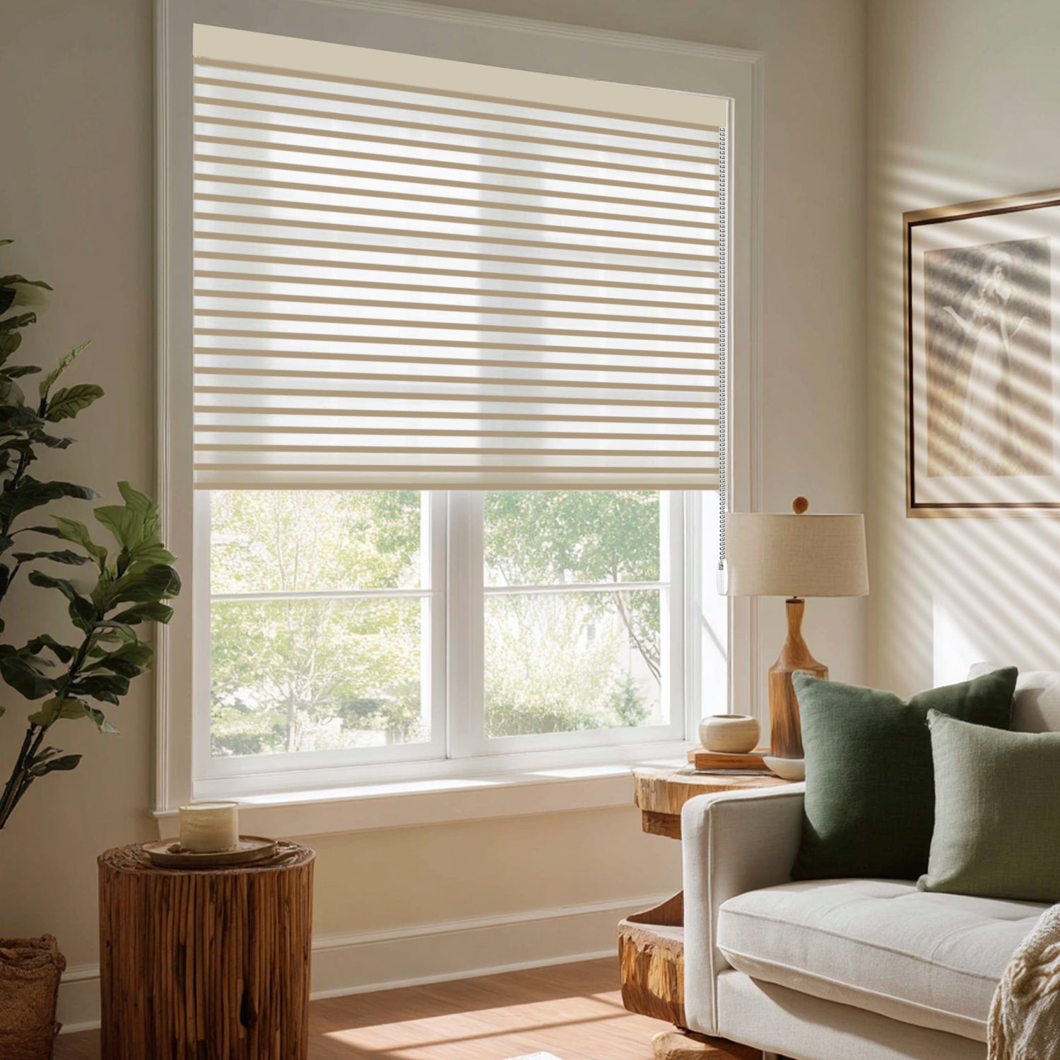 AOSKY Zen Light Filtering Shangri-La Sheer Shades - Premium Window Blinds