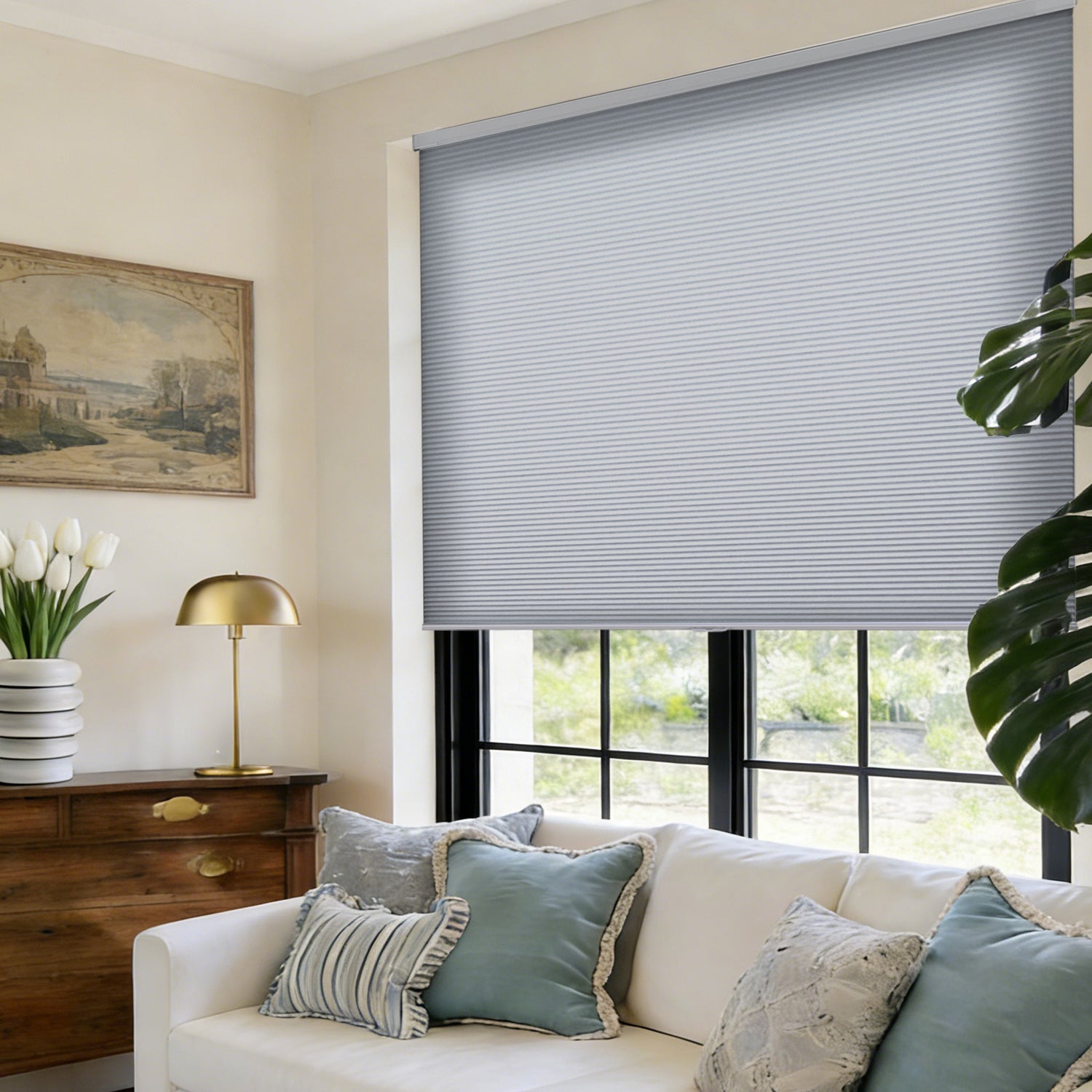 Blue Tones Light Filtering Honeycomb Blinds