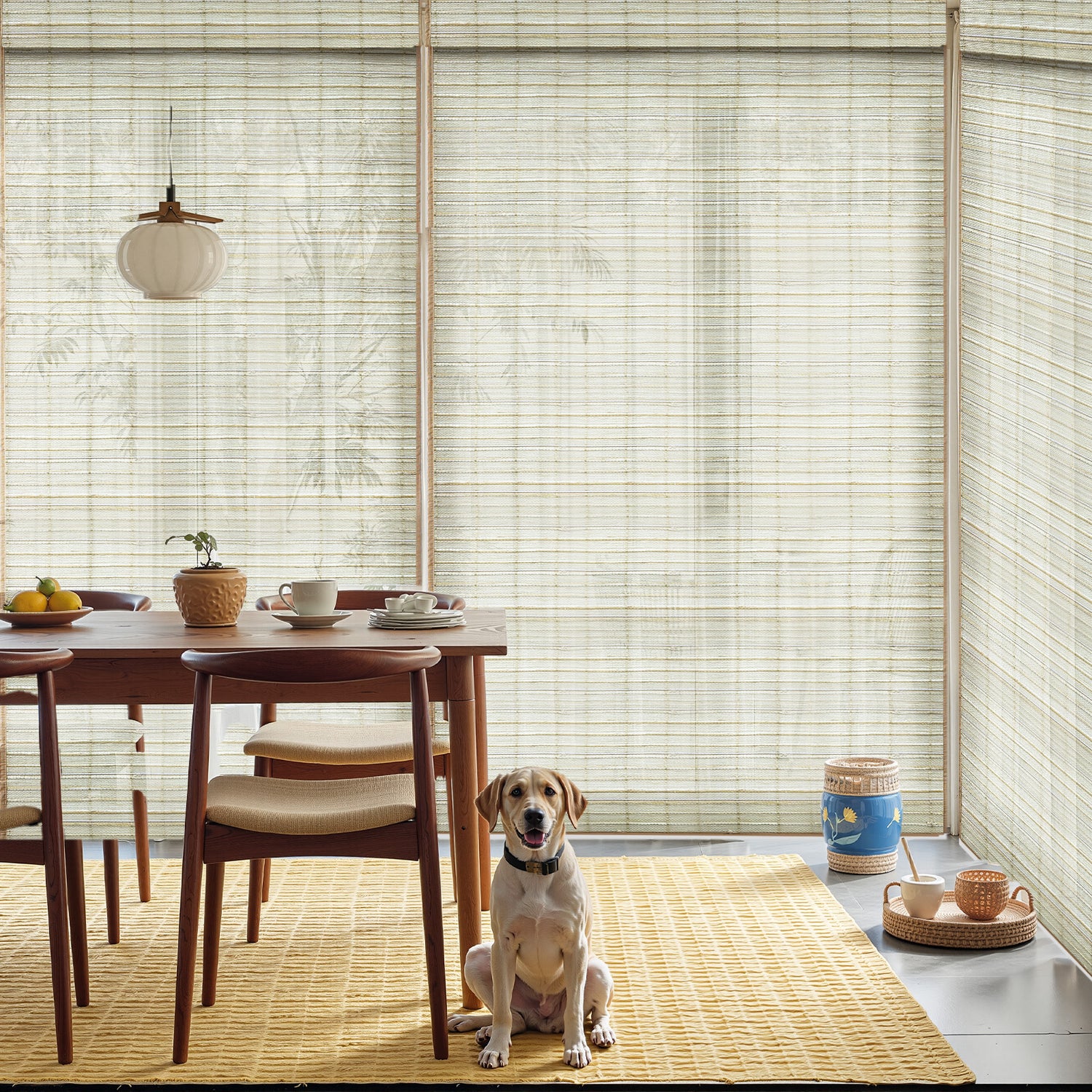 AOSKY Woven Wood Shades - Mixed Texture Window Blinds | Multi-Pattern Natural Bamboo Roman Shades