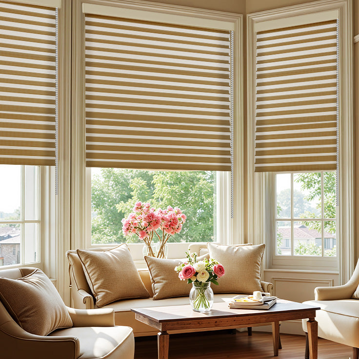 AOSKY Rustic Light Filtering Shangri-La Sheer Shades - Designer Window Blinds