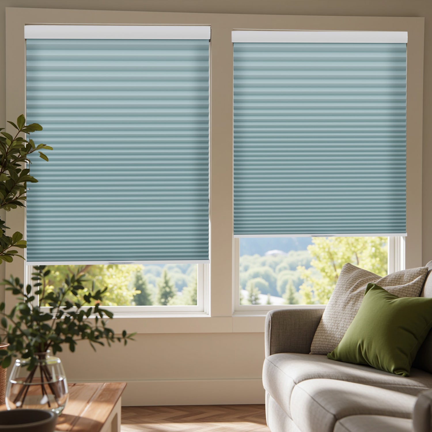 Blue Tones Light Filtering Honeycomb Blinds