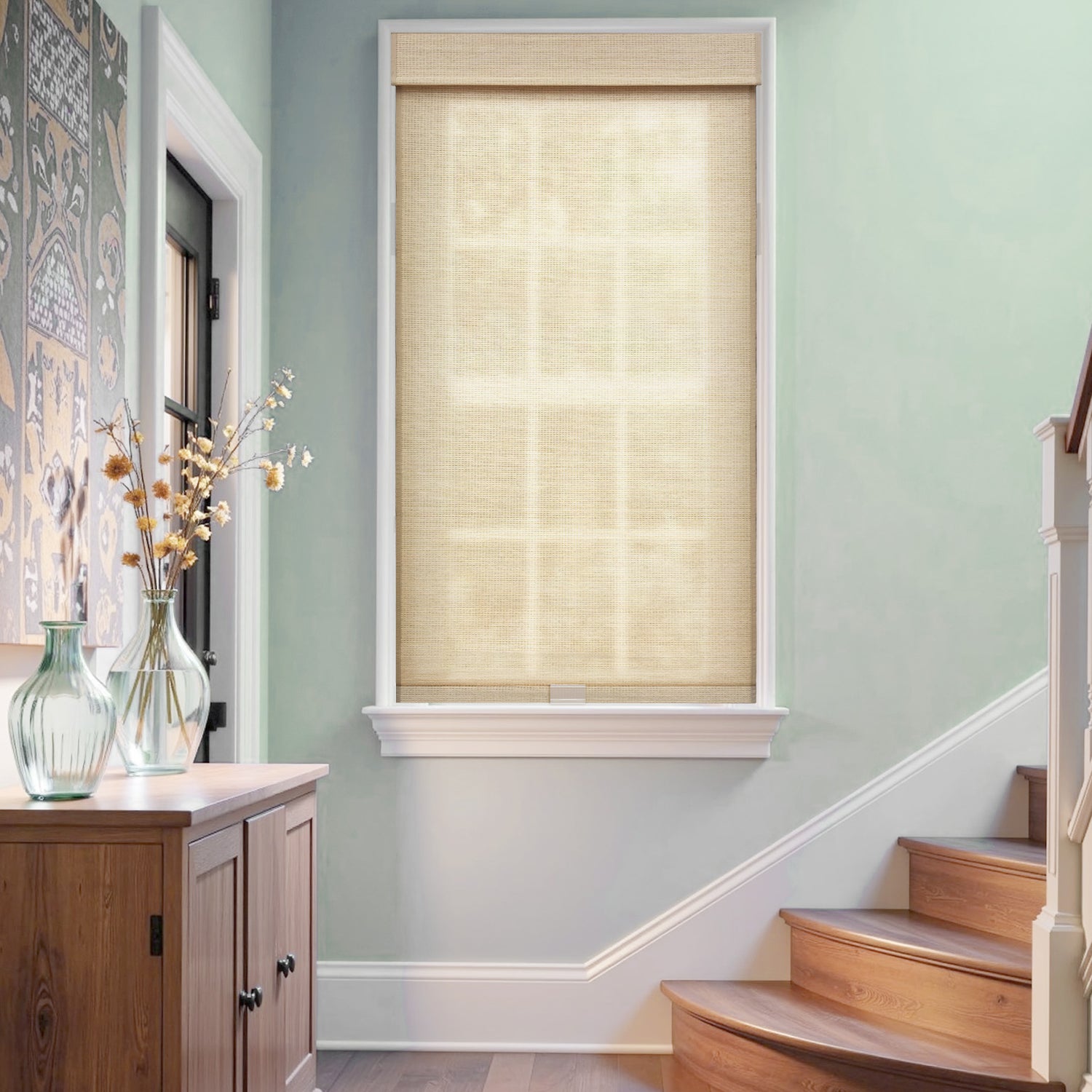 AOSKY Woven Wood Shades - Natural Bamboo Window Blinds | Eco-Friendly Light Filtering