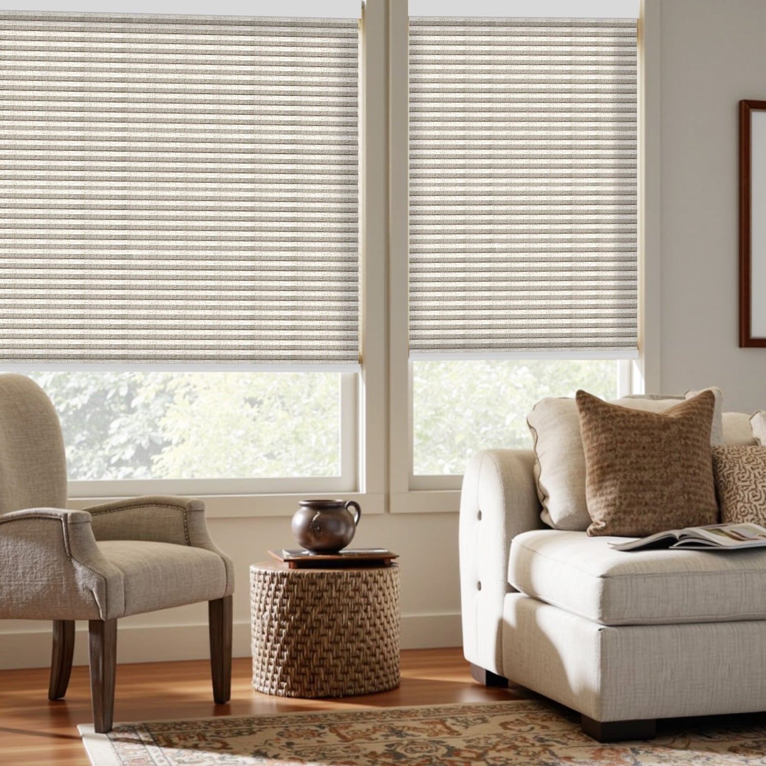 AOSKY Premium Light Filtering Cellular Blinds - Honeycomb Shades in Linen Collection