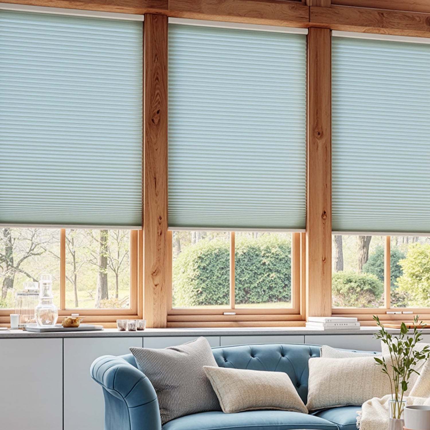 AOSKY Light Filtering Honeycomb Blinds - Cellular Shades in Blue Tones for Windows