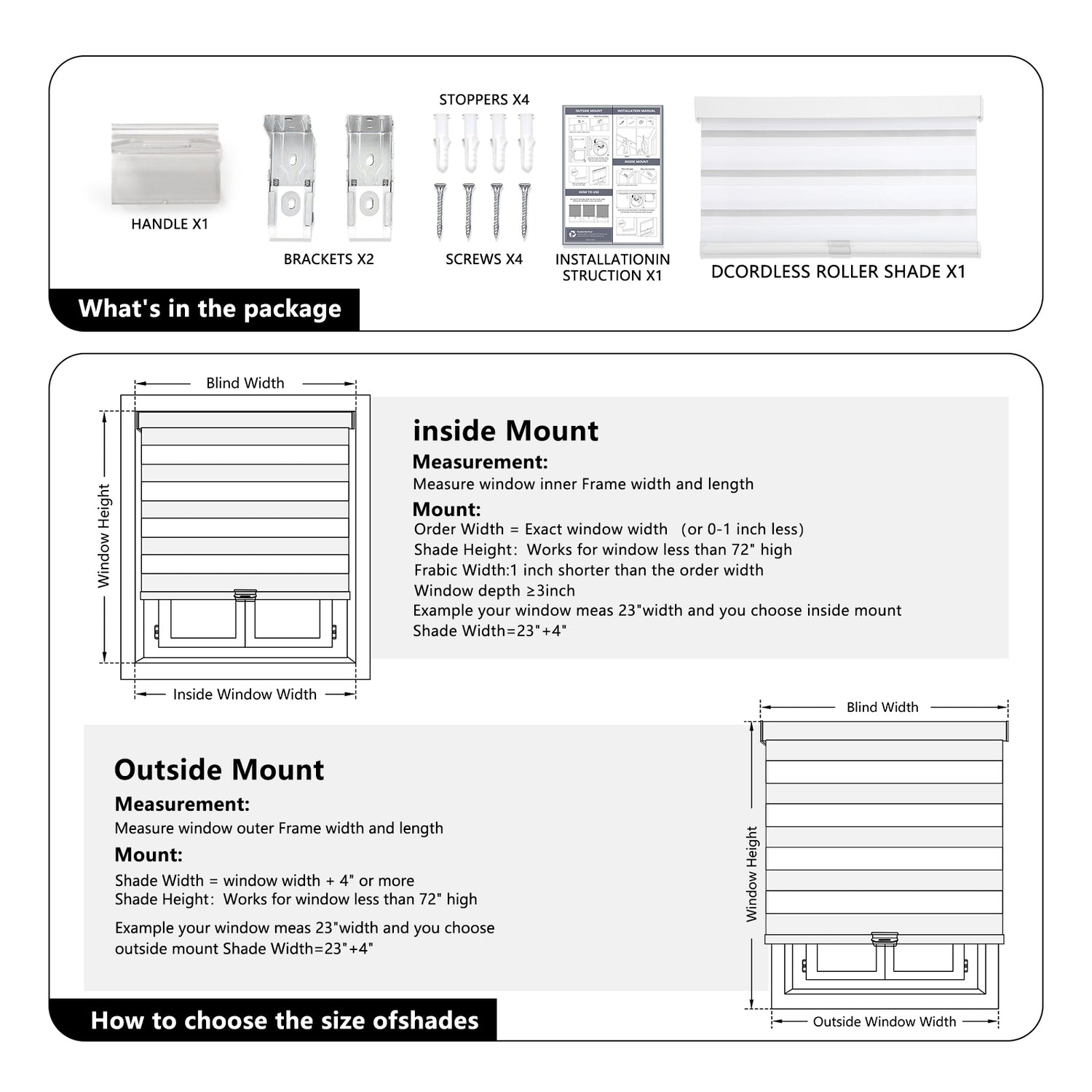 AOSKY Dual Layer Zebra Shades | Cordless Light Filtering Roller Blinds for Optimal Day & Night Control | Easy to Install