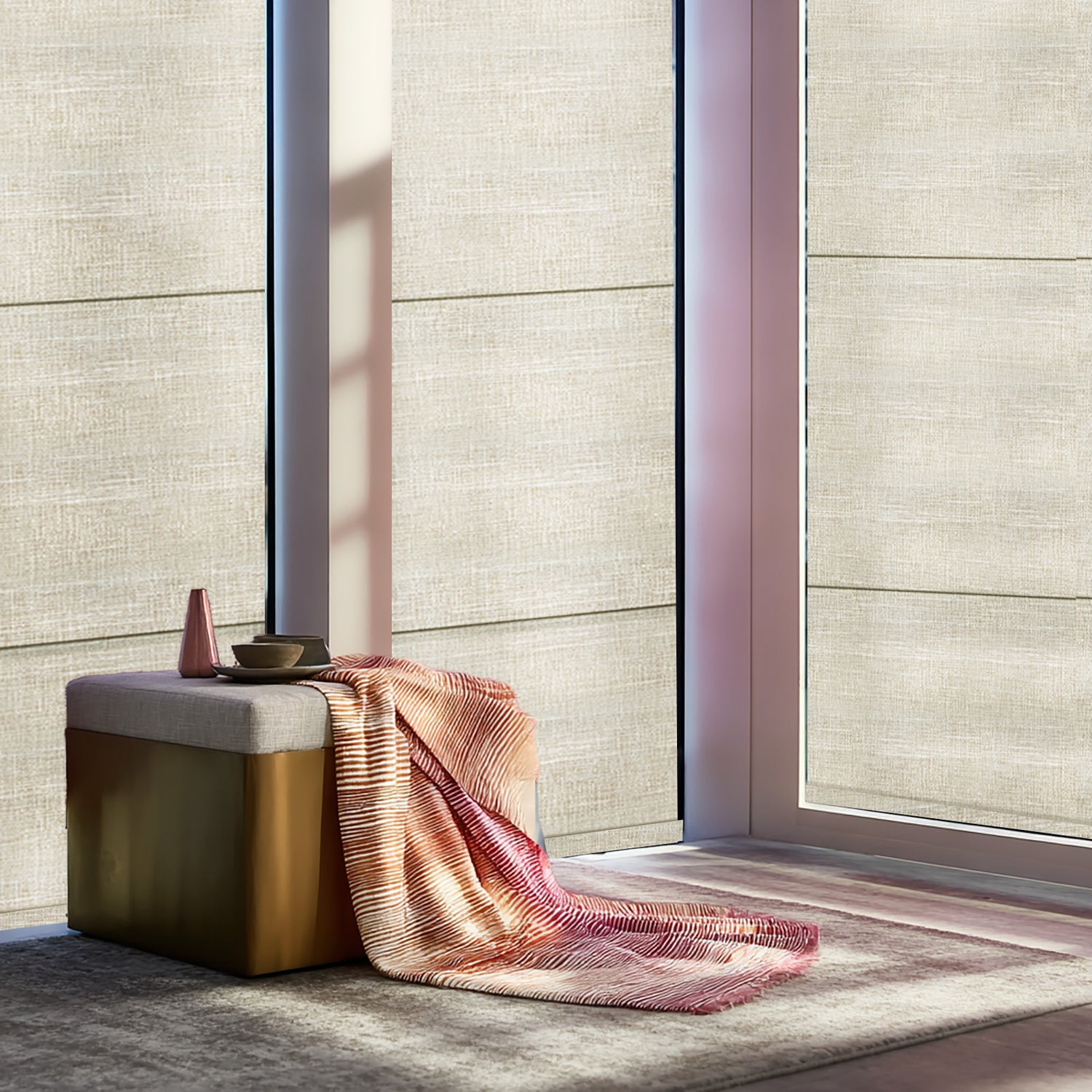 AOSKY Tuscany Rustic Light Filtering Roman Shade