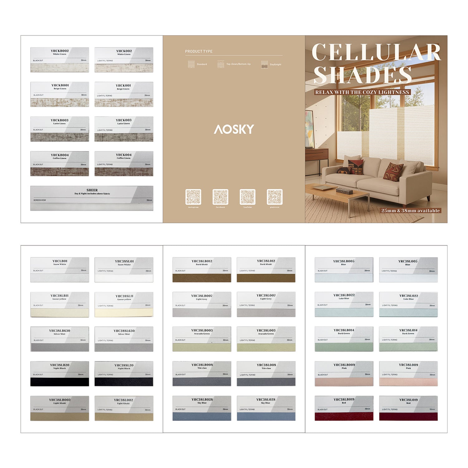 Complete Sample Pack - Honeycomb Cellular Shade Collection