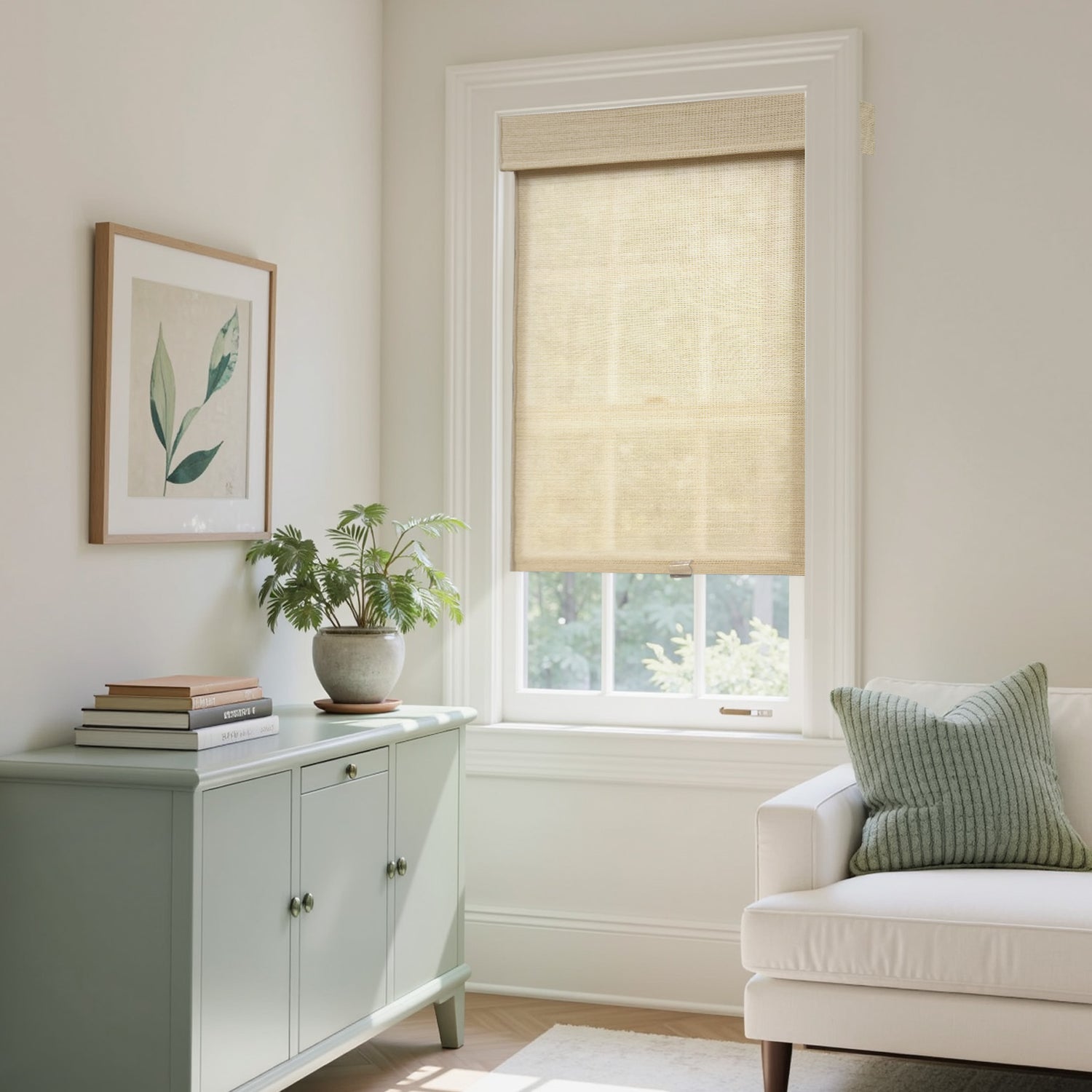 AOSKY Woven Wood Shades - Natural Bamboo Window Blinds | Eco-Friendly Light Filtering