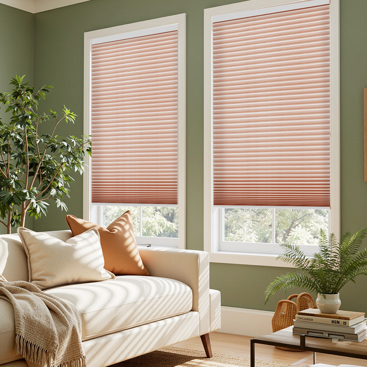 Custom Warm Tones Light Filtering Honeycomb Blinds