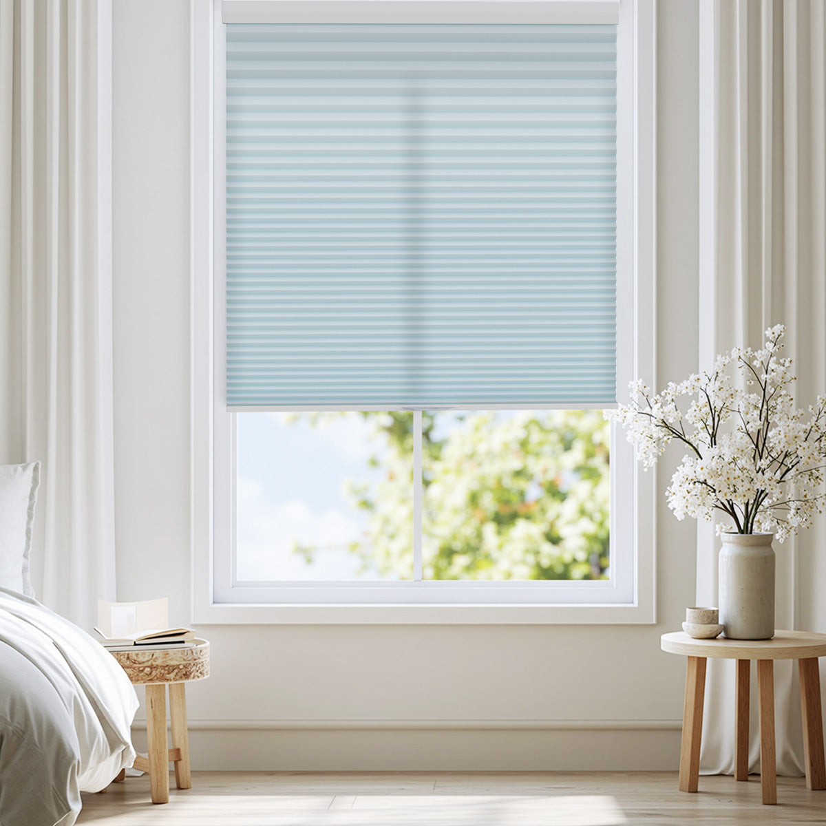 AOSKY Light Filtering Honeycomb Blinds - Cellular Shades in Blue Tones for Windows