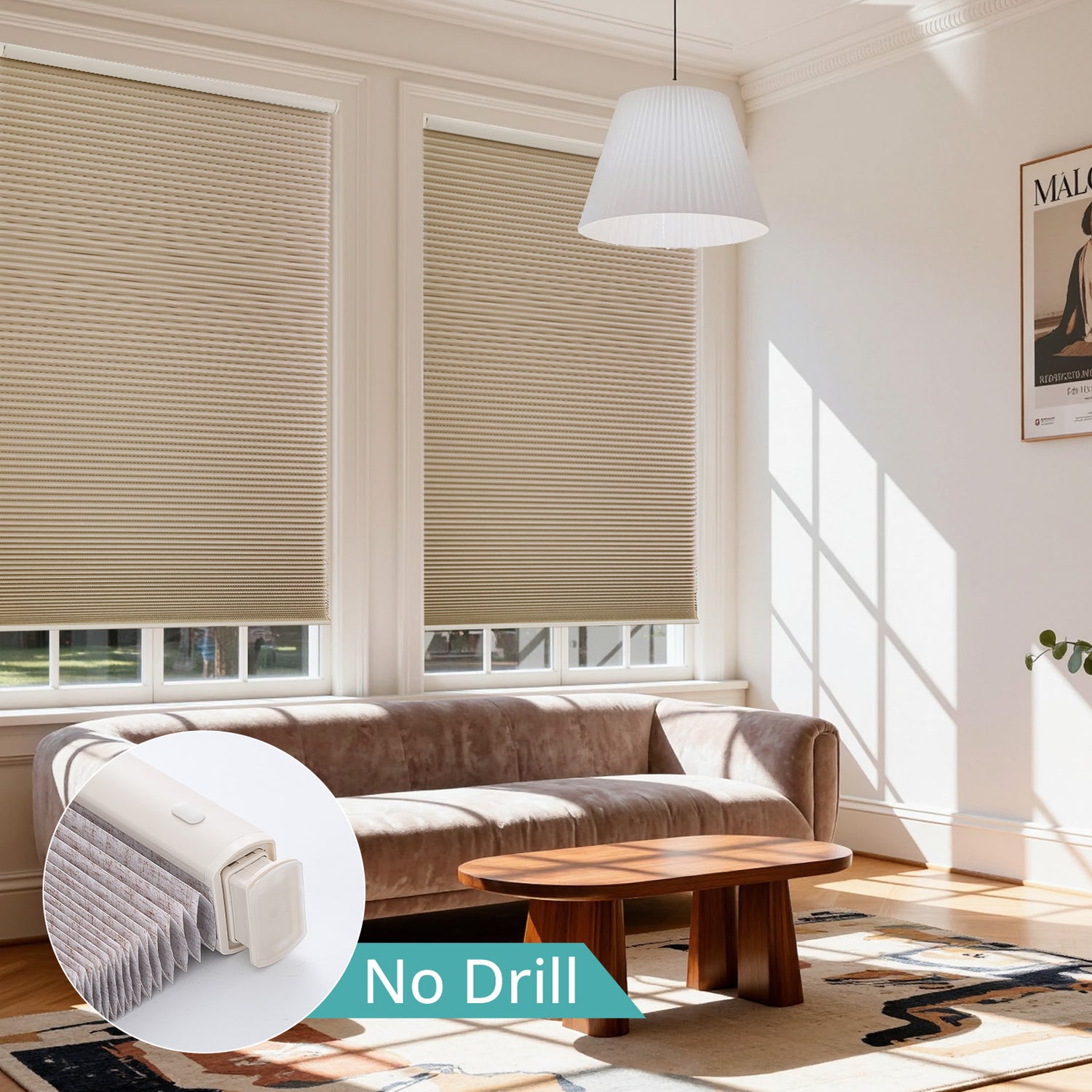 No Drill No Tools Cellular Shades