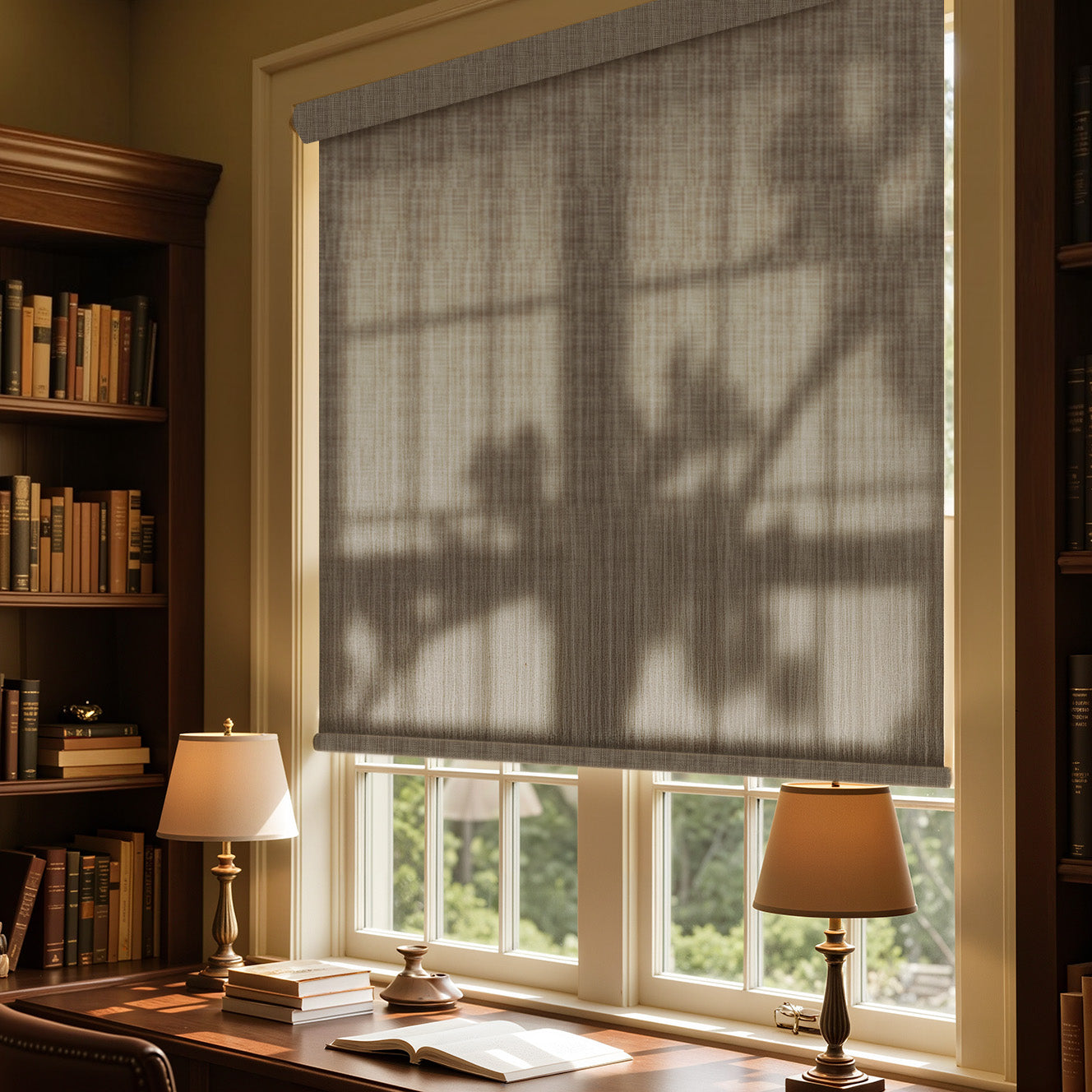 AOSKY Driftwood Screen View Light Filtering Roller Shades | Textured Weave Collection
