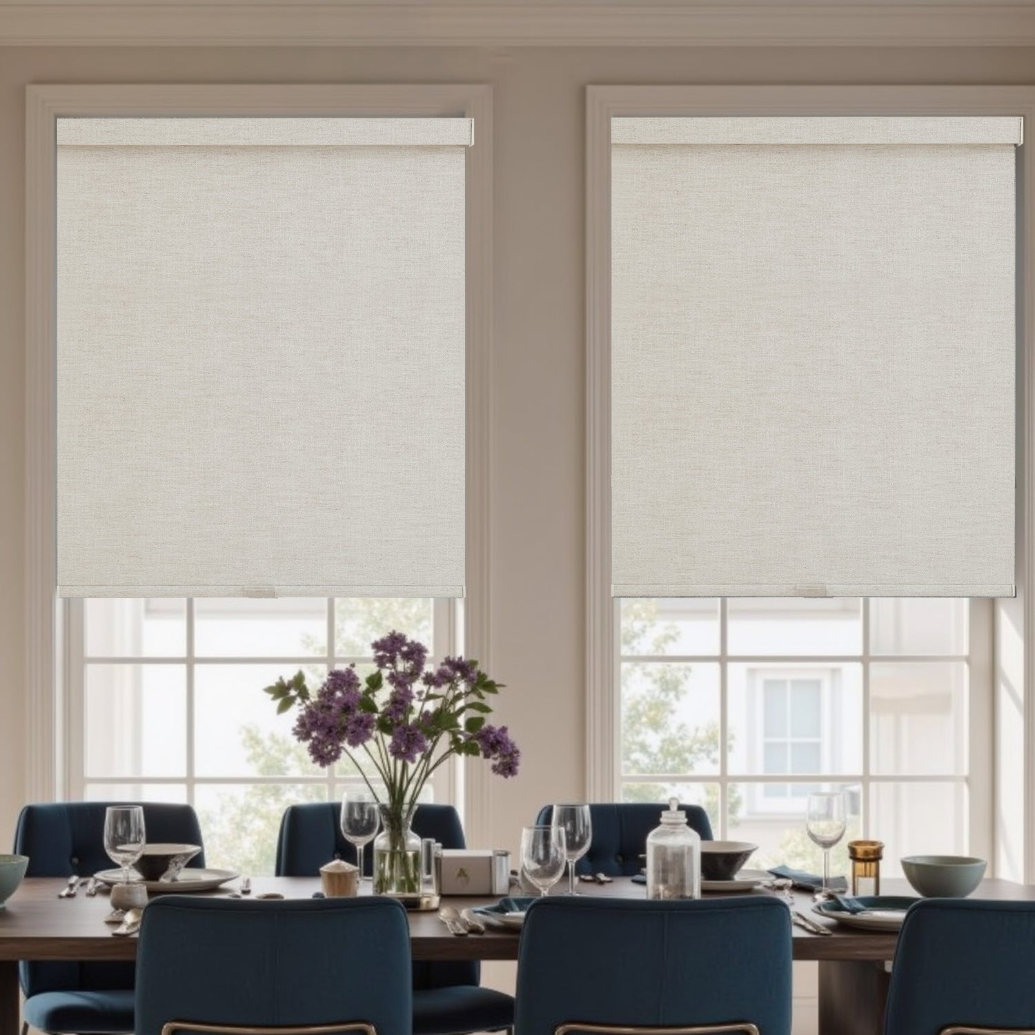 AOSKY Danaus Natural Blackout Blinds | Textured Window Shades in Beige, Khaki & Grey