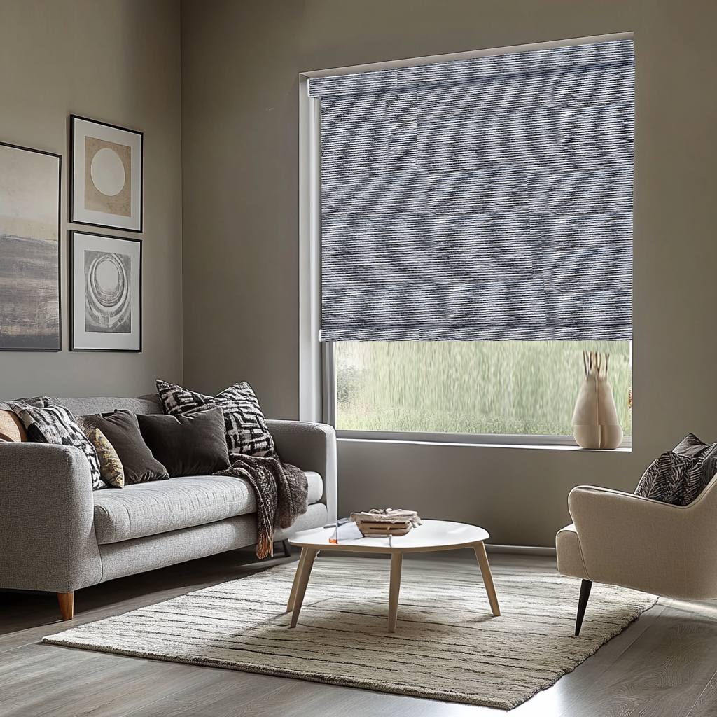 AOSKY Stone Collection Blackout Blinds | Striped Pattern in Black, Beige & White