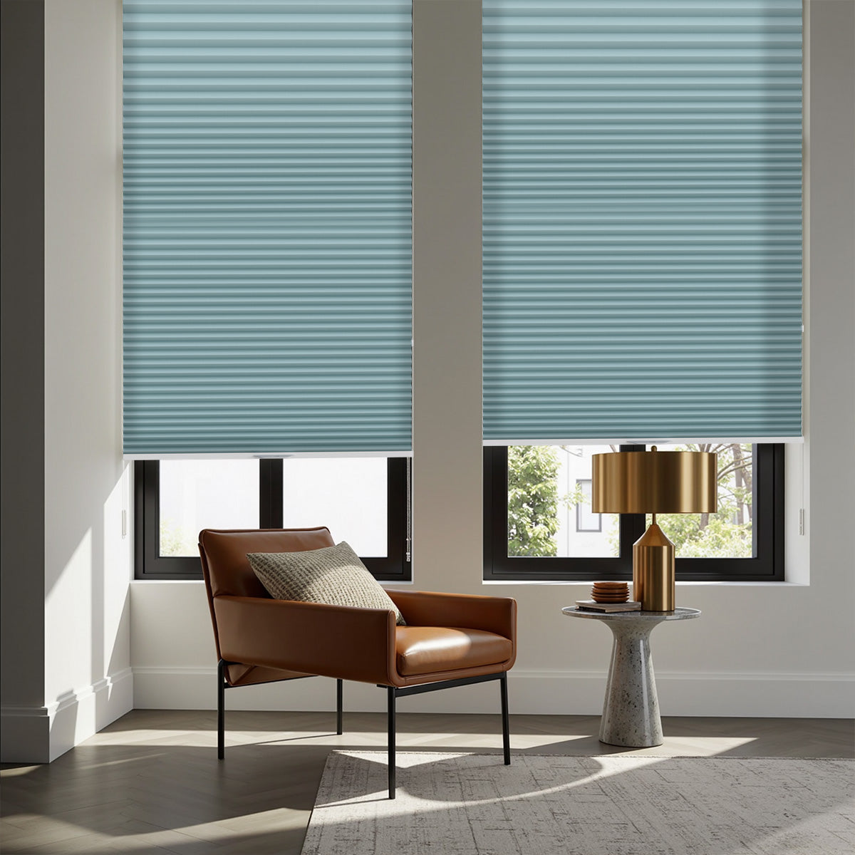Blue Tones Light Filtering Honeycomb Blinds
