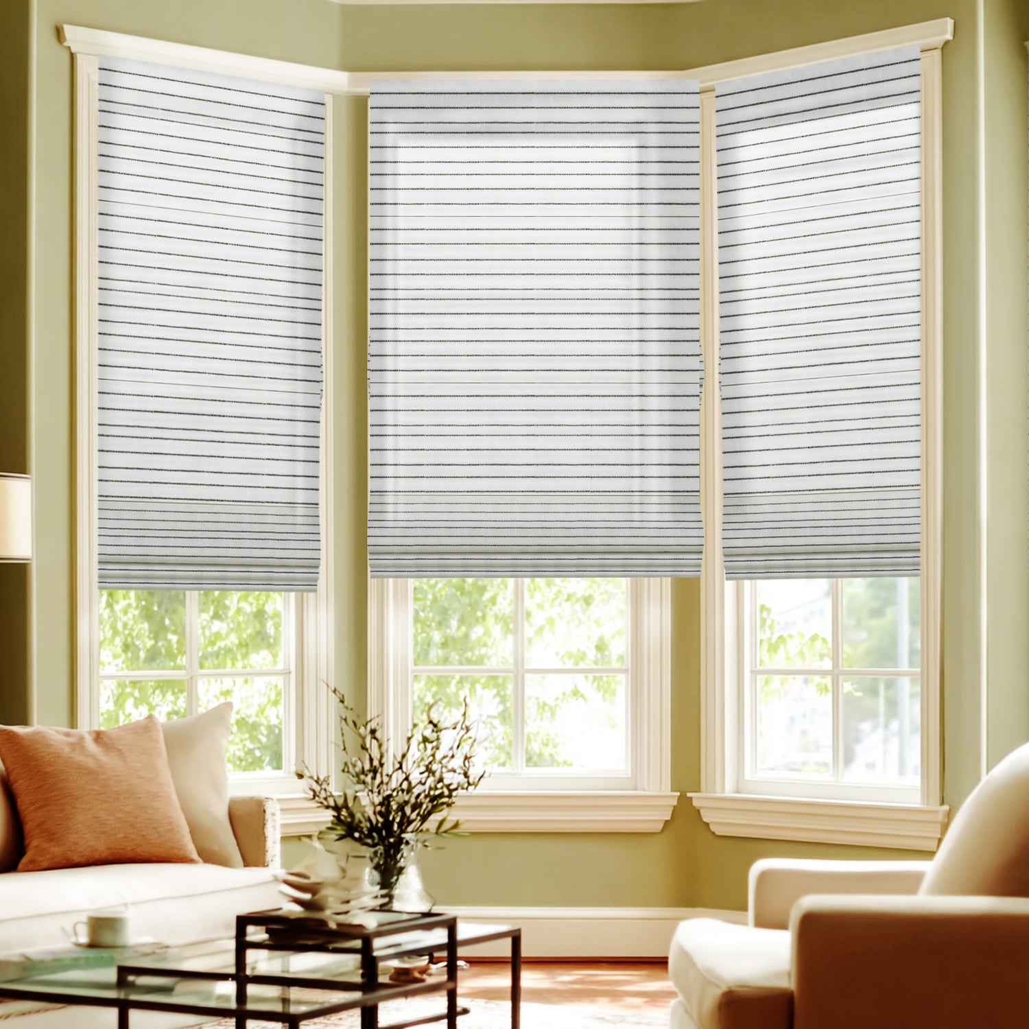 AOSKY Venice Striped Light Filtering Roman Shade