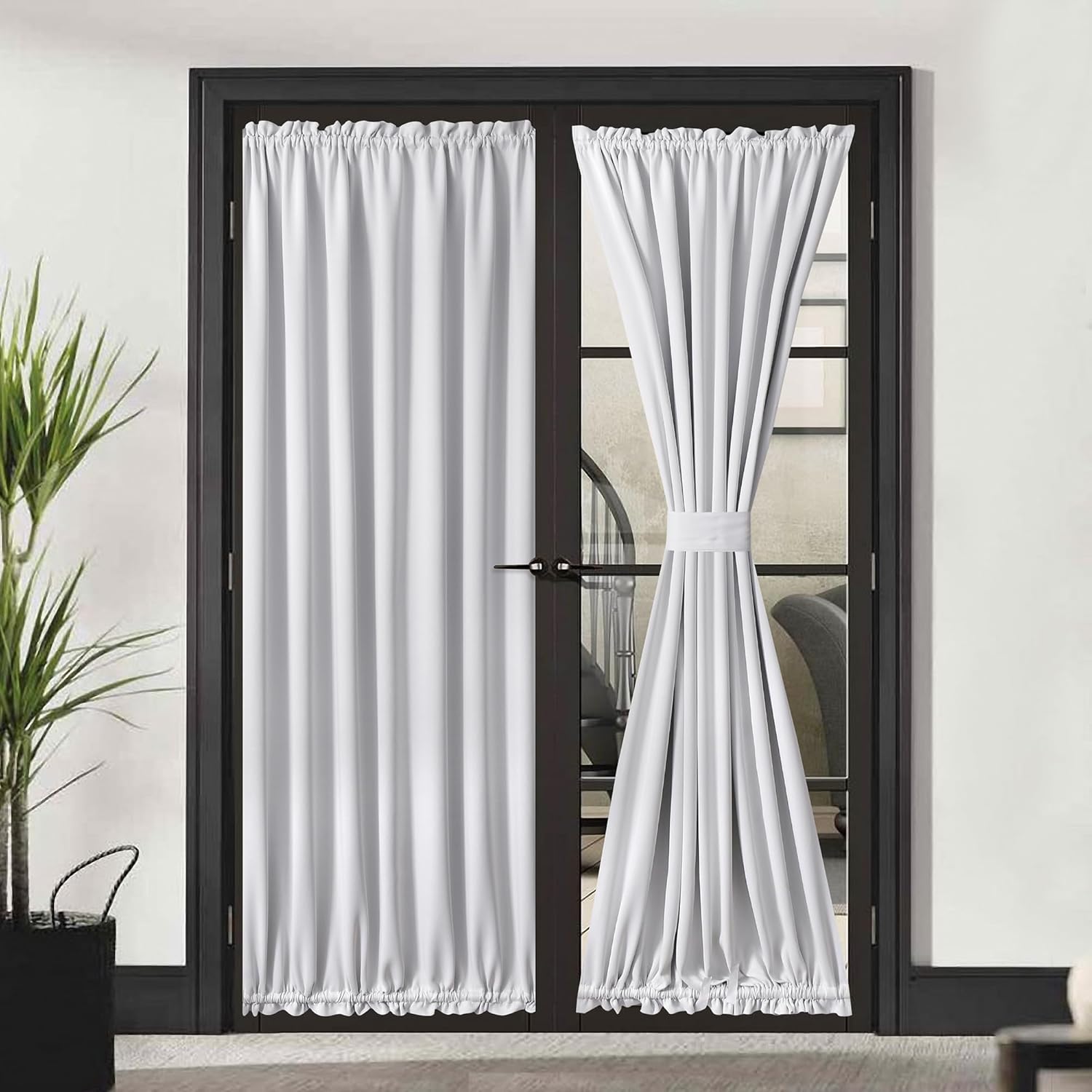 AOSKY Light-Blocking French Door Drapes | Thermal Insulation Privacy Curtain | Rod Pocket Panel for Glass Window Doors