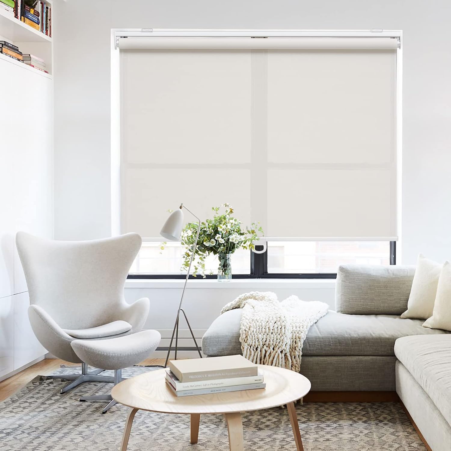 AOSKY Stylish 5% Openness UV Protection Roller Shades | Cordless Light Filtering Solution