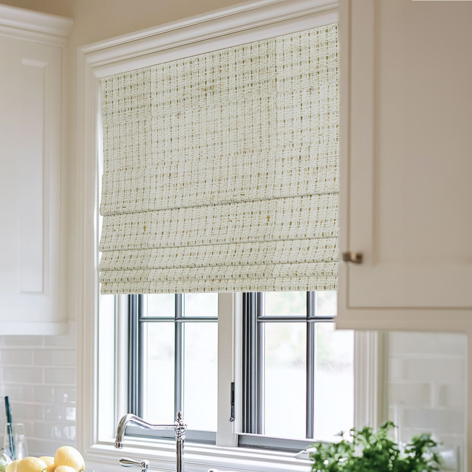 AOSKY Mediterranean Linen Light Filtering Roman Shade
