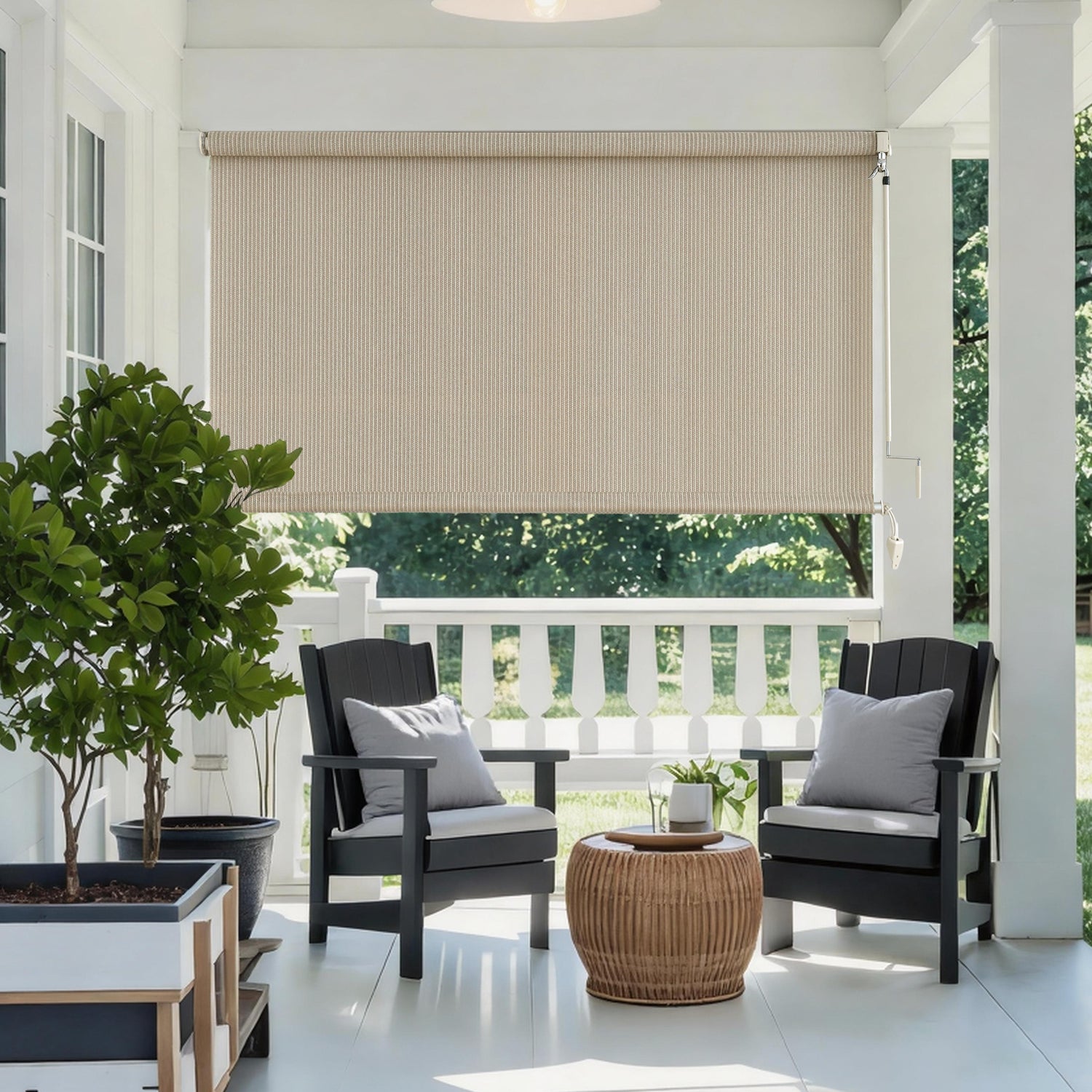 Ready Made Cordless Outdoor UV Block Sunshades for Patio Roller Shades