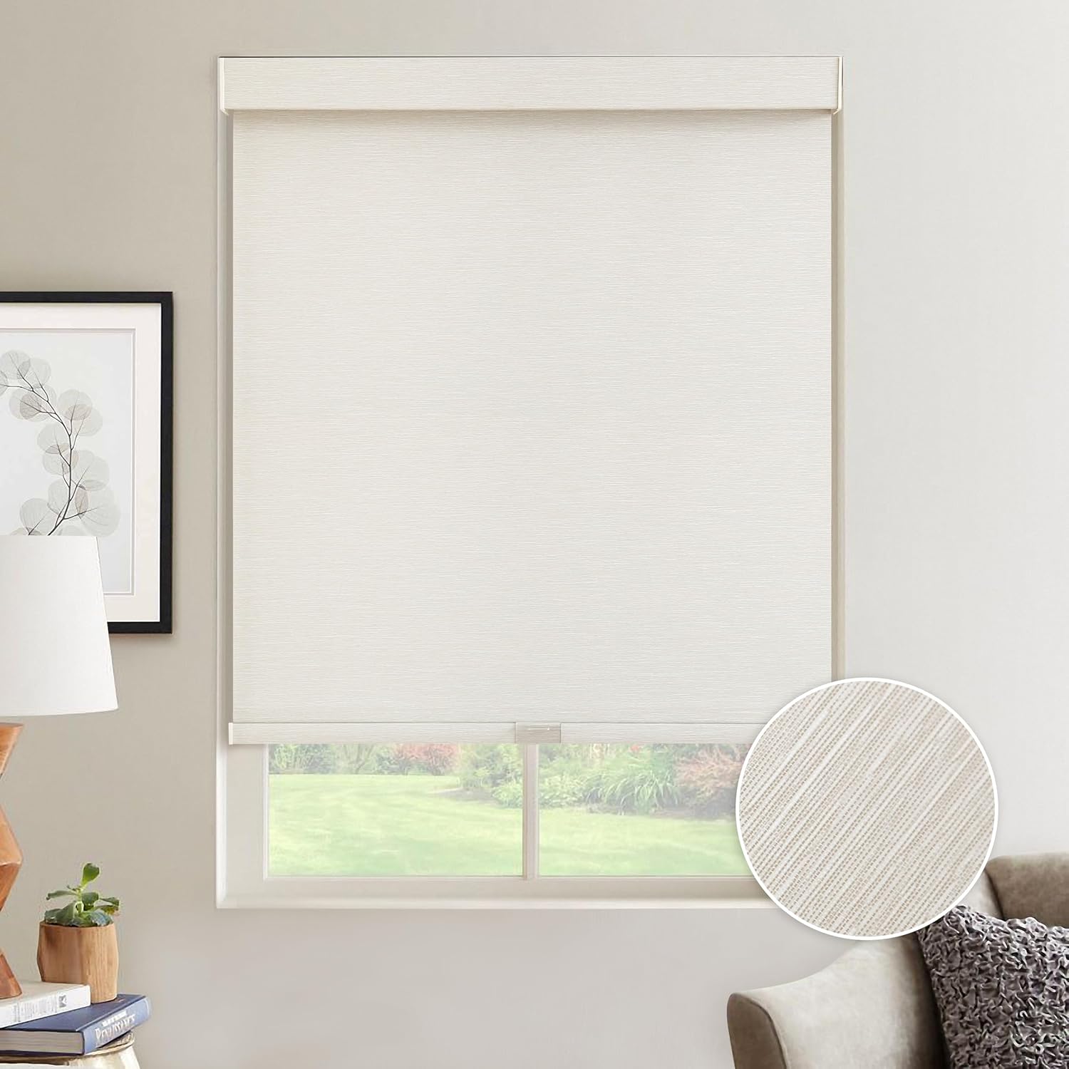 AOSKY Eris Striped Blackout Blinds | Textured Window Shades in Khaki,  Light Grey & Dark Grey