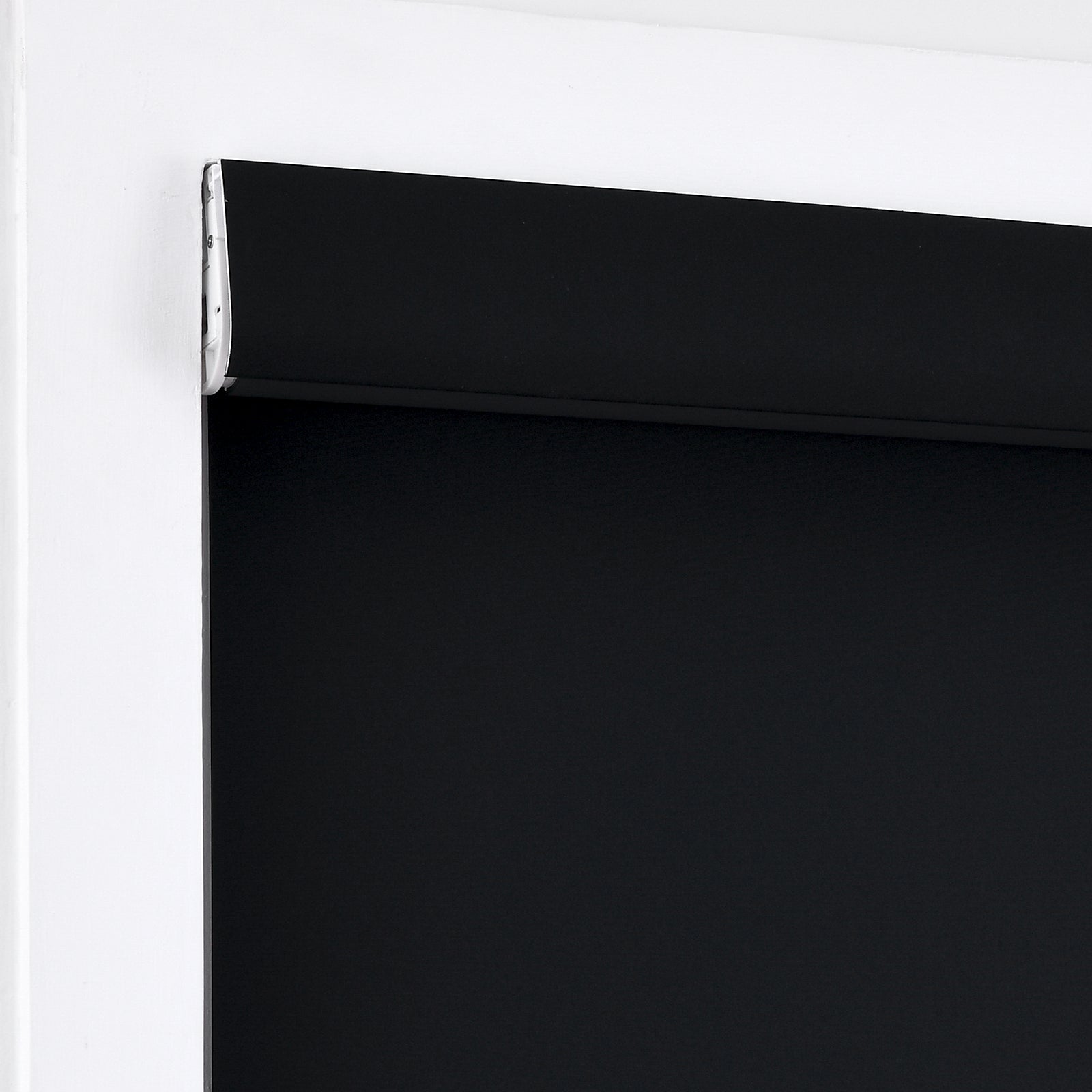 AOSKY No Drill No Tools Roller Shade Black headrail detail 