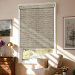 AOSKY No Drill No Tools Roller Shade Latte side room scene 