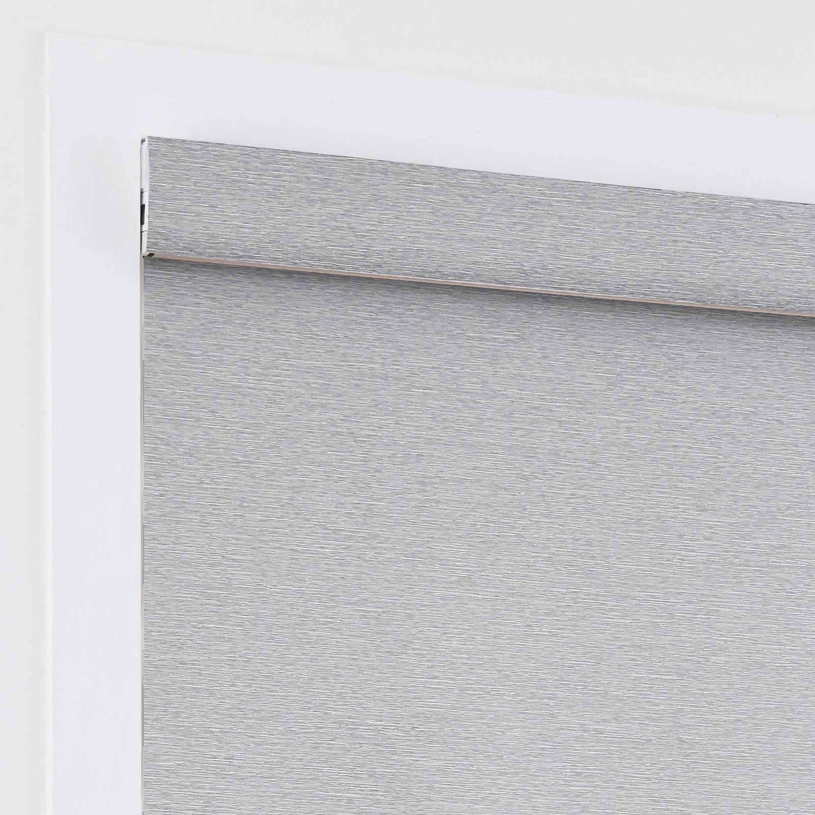 AOSKY No Drill No Tools Roller Shade Light Grey headrail detail 