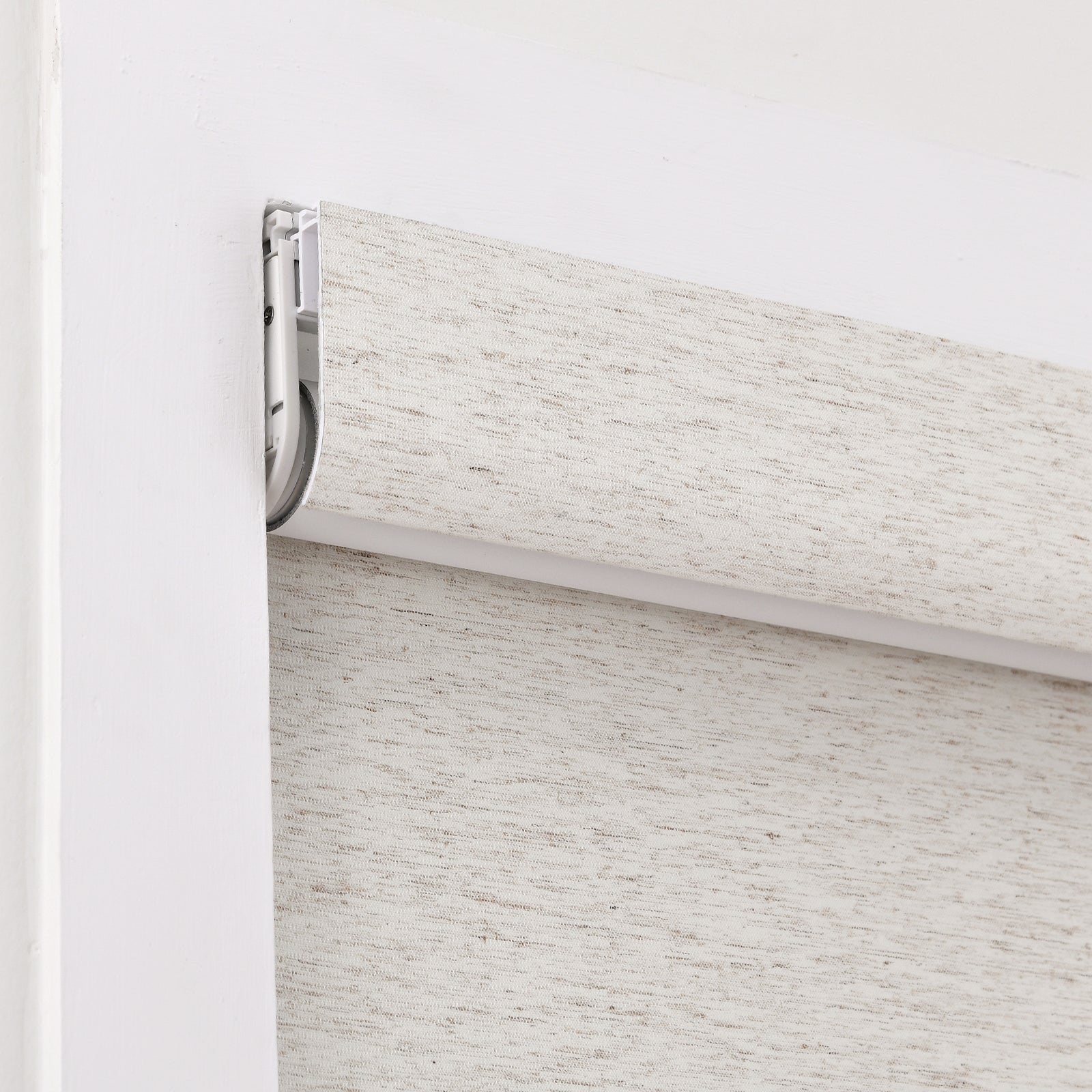 AOSKY No Drill No Tools Roller Shade Linen headrail detail 