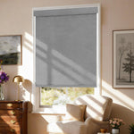 AOSKY No Drill No Tools Roller Shade White Grey side room scene 