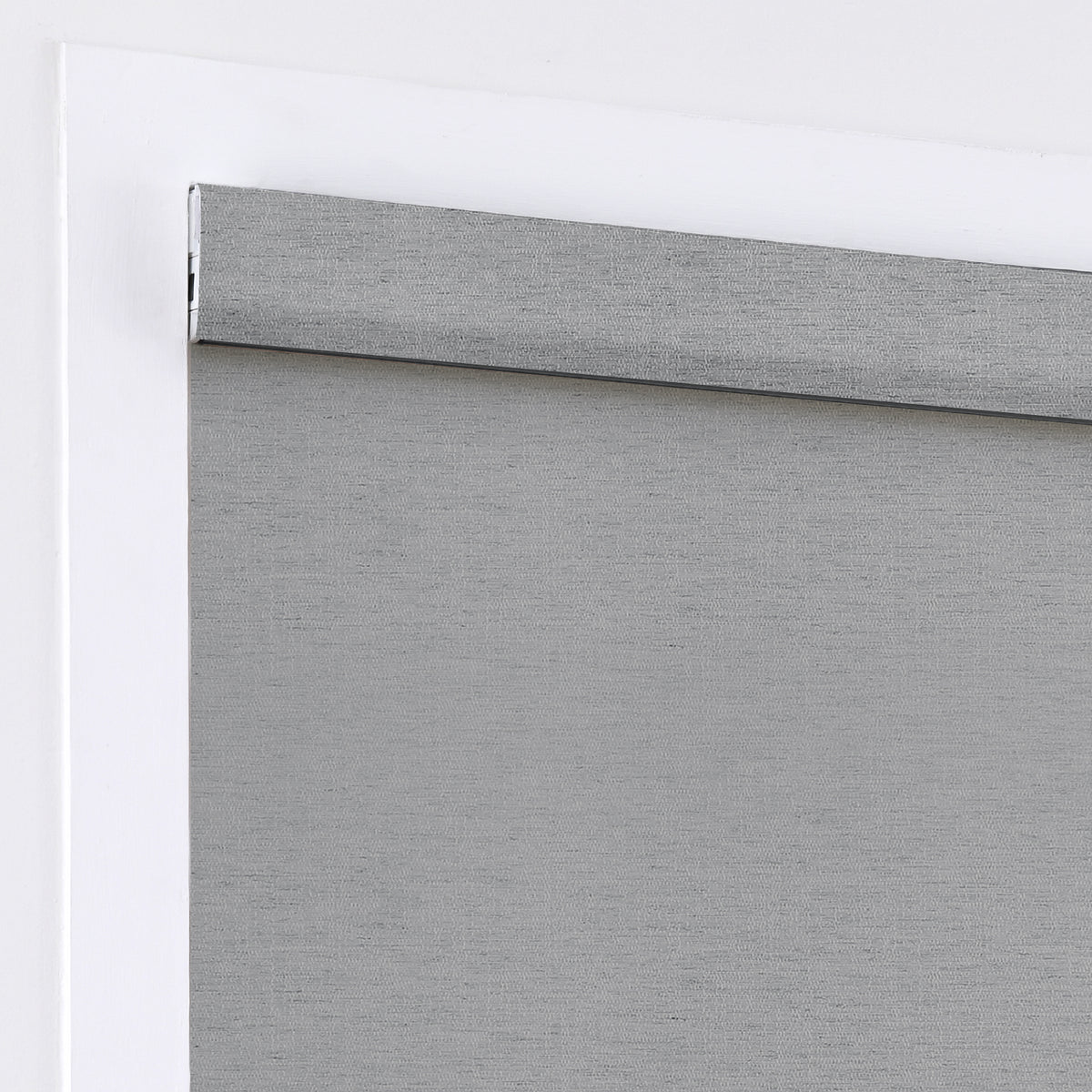 AOSKY No Drill No Tools Roller Shade White Grey headrail detail 