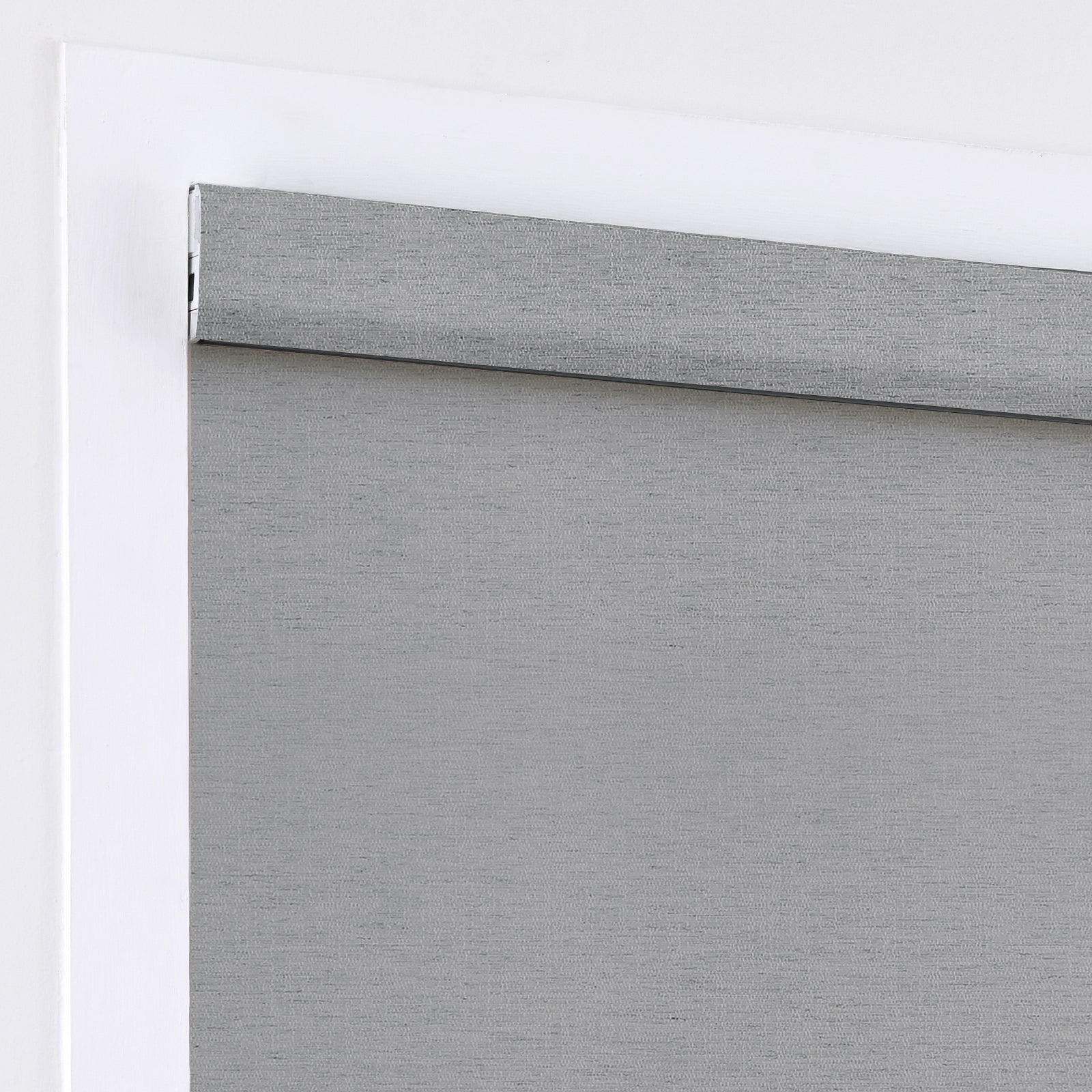 AOSKY No Drill No Tools Roller Shade White Grey headrail detail 
